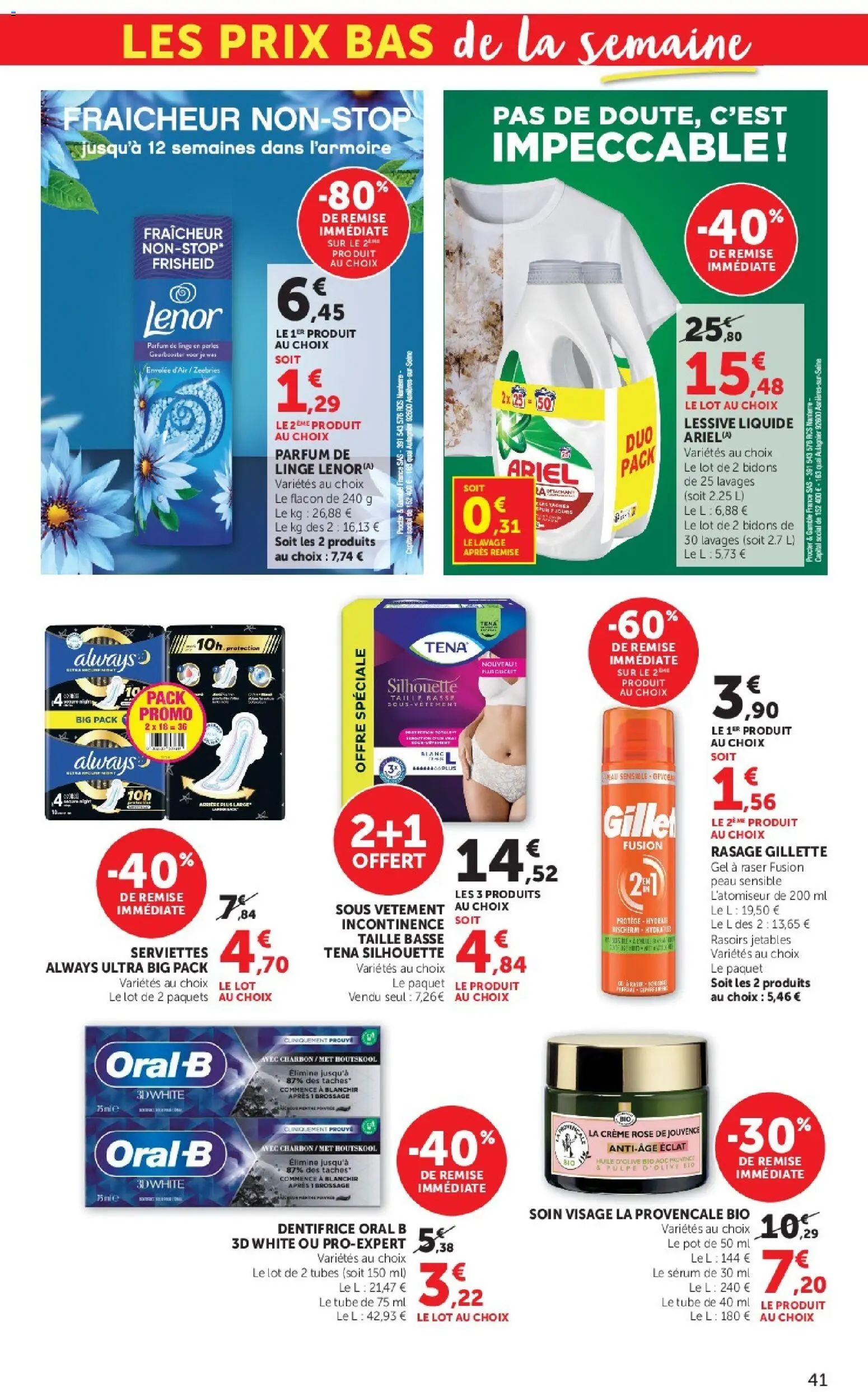 {H1} | Page: 41 | Produits: Ariel, Huile D'olive, Serum, Dentifrice