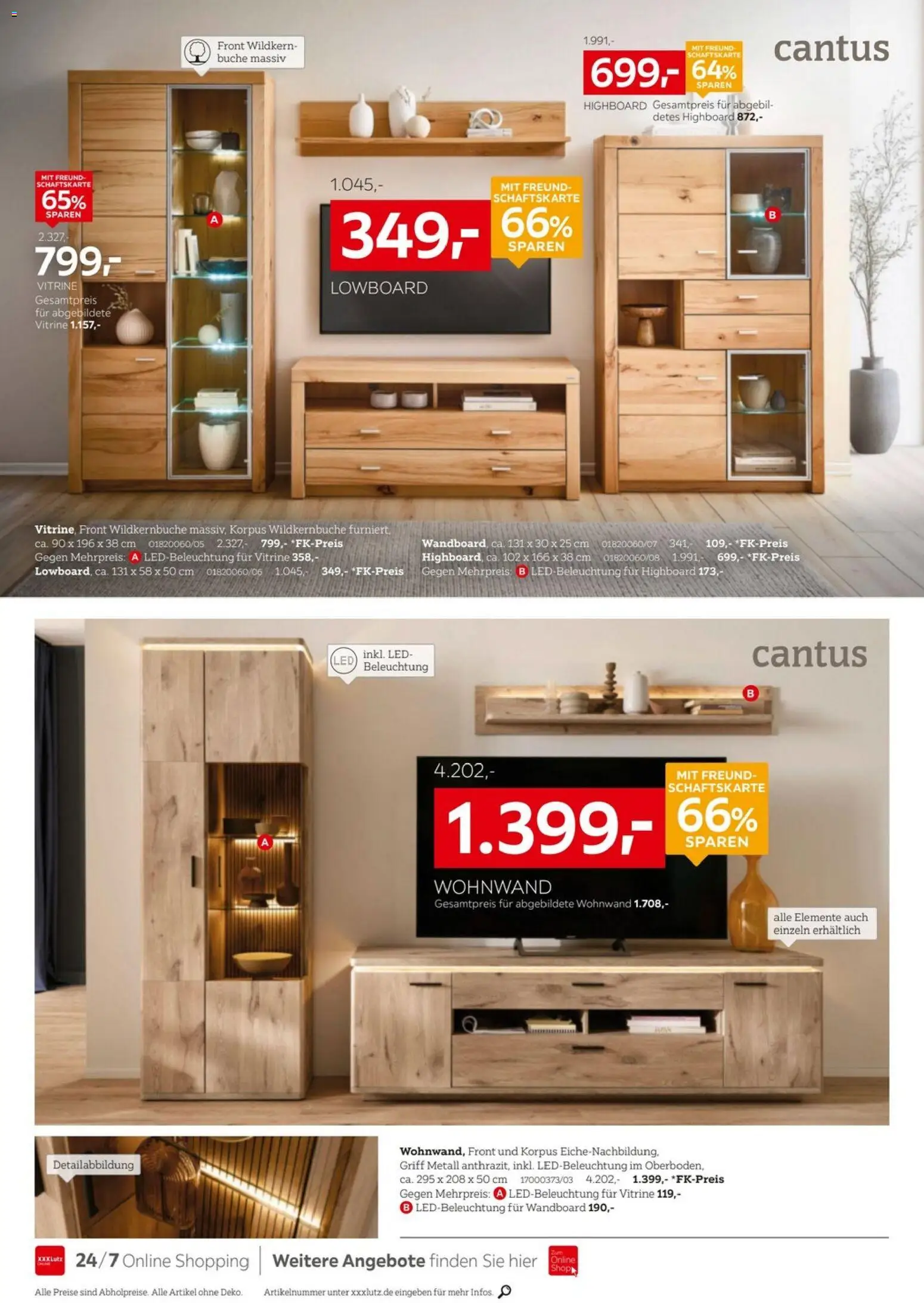 XXXLutz Bis zu 73% auf Wohnen – gültig ab 05.09.2026 | Seite: 4 | Produkte: Wohnwand, HIghboard, Wandboard, Vitrine