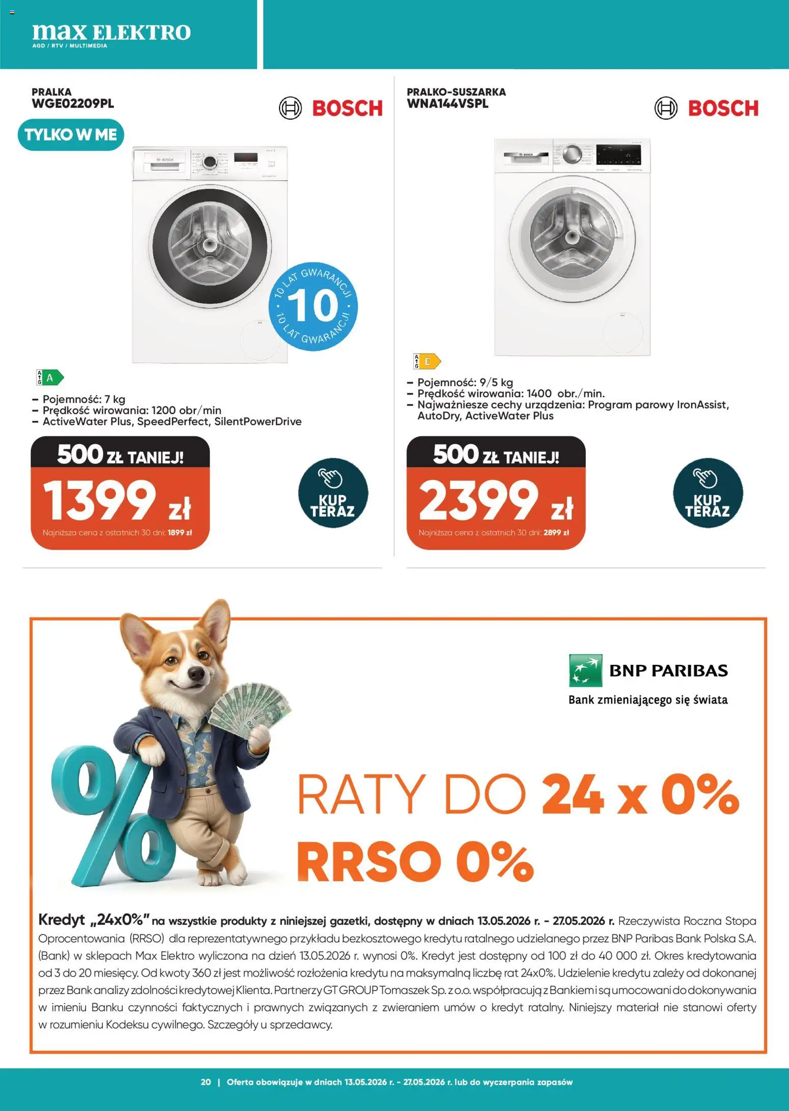 Max elektro gazetka od 13.05.2026 | Strona: 20 | Produkty: Pralka