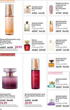 Ofertele Oriflame valabile de la 27.05.2026 | Pagină: 38 | Produse: Apă de parfum, Elixir, Parfum, Deodorant