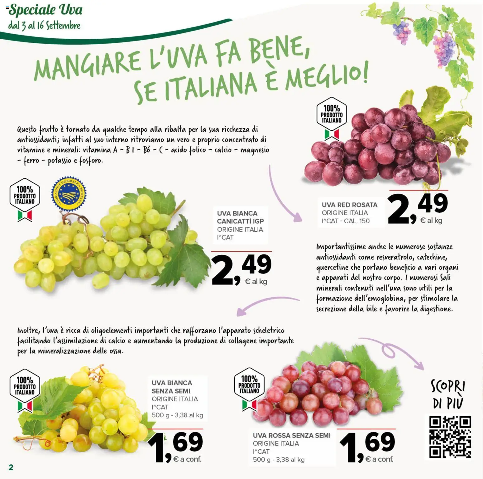 Volantino Todis del 03/09/2026 | Pagina: 2 | Prodotti: Uva, Ferro