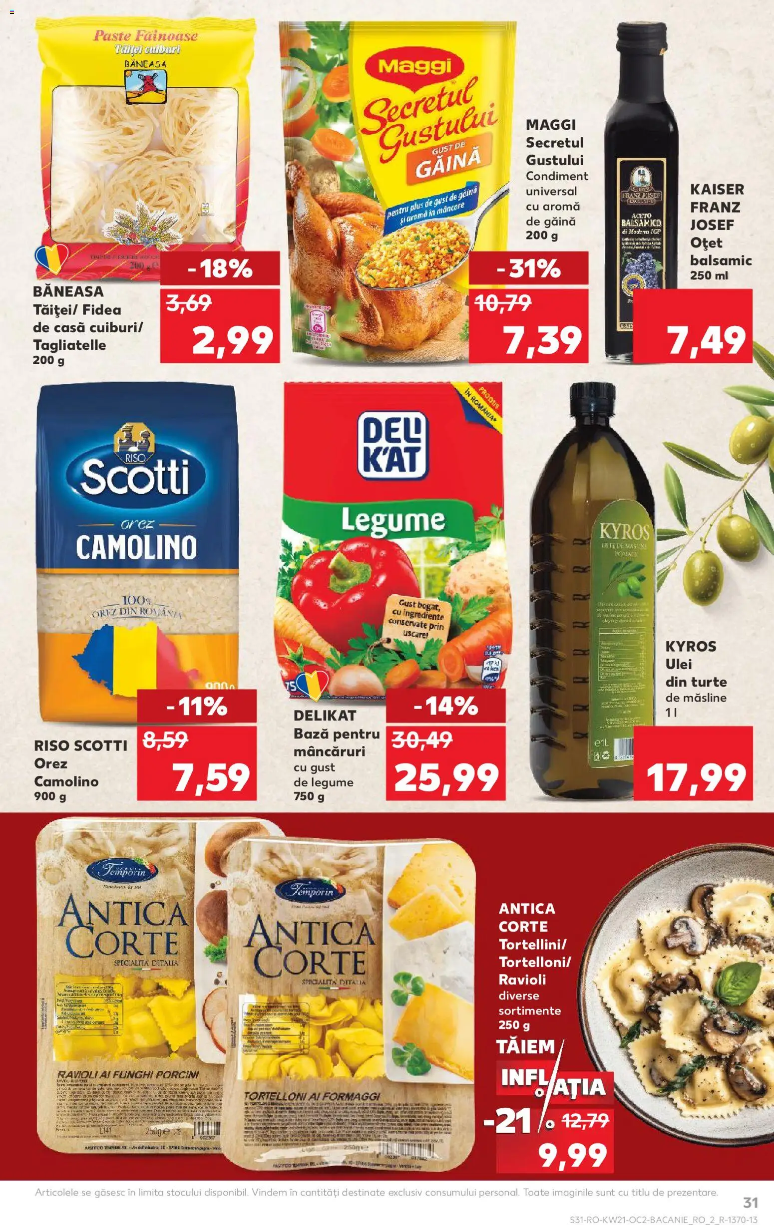 Noul catalog Kaufland – valabil de la 20.05.2026 | Pagină: 31 | Produse: Măsline, Ulei, Paste, Legume