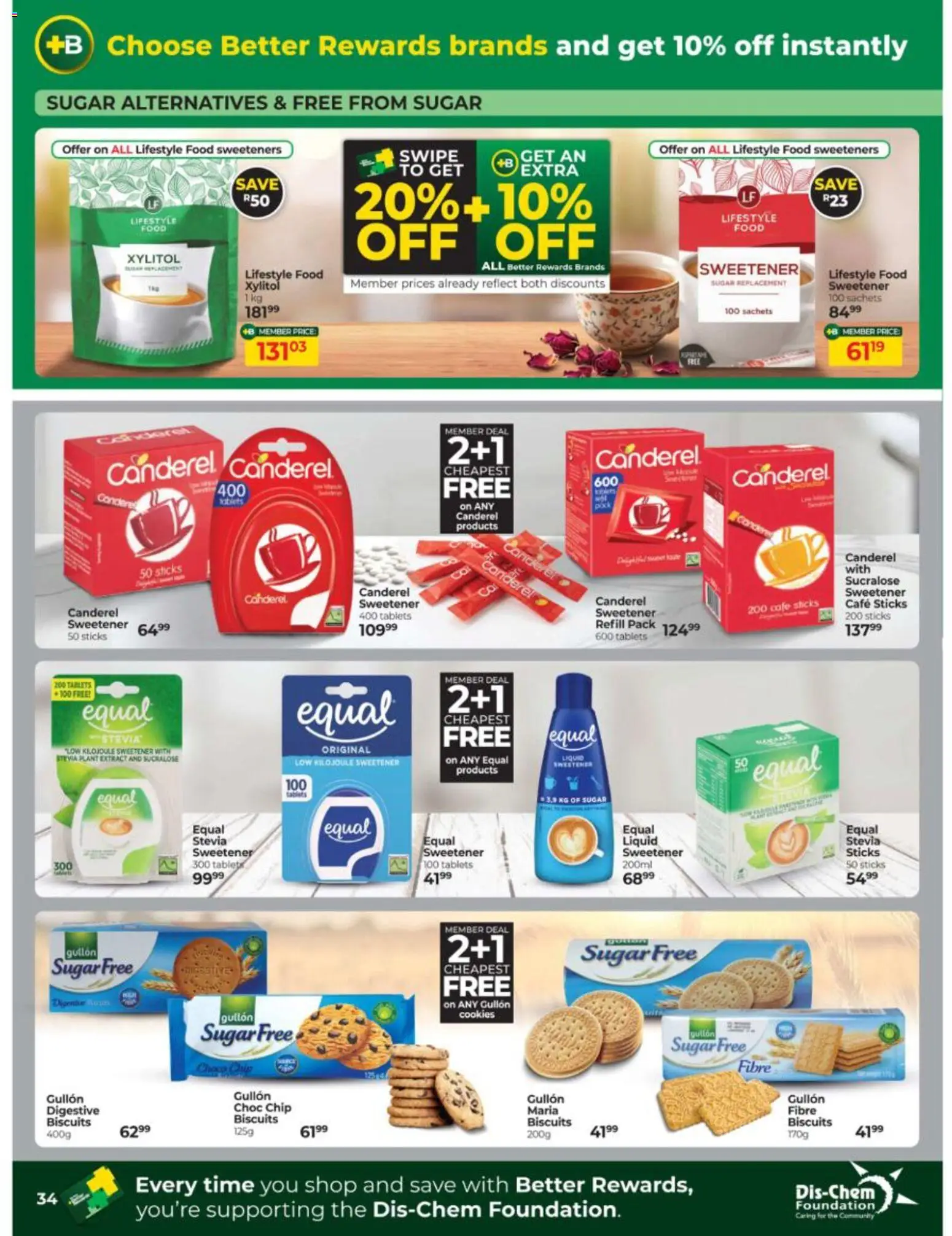 New Dis-Chem catalogue – valid from 15/09/2026 | Page: 34 | Products: Sweetener, Sweeteners, Biscuits, Sugar