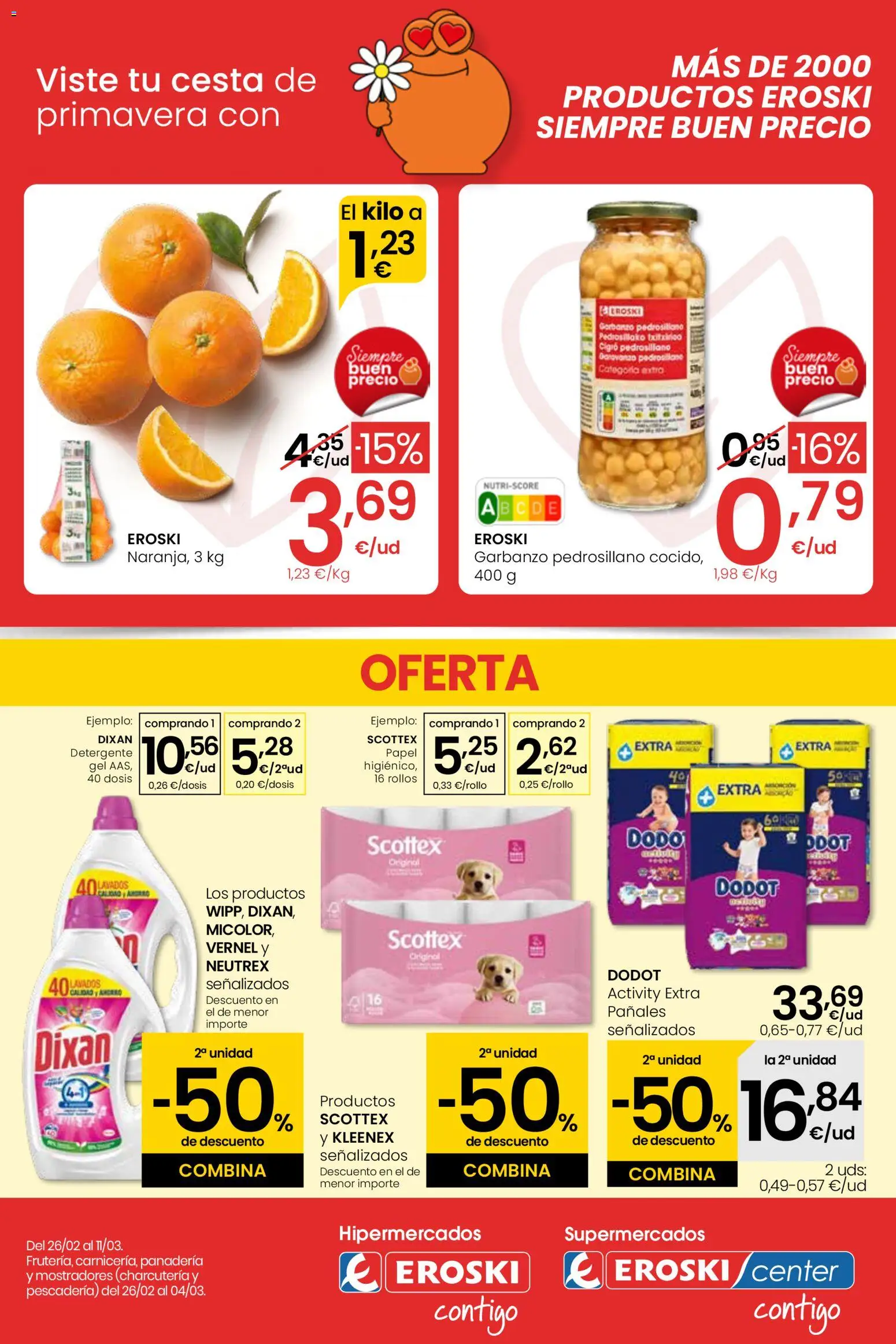 Eroski - Viste tu cesta de primavera  │ válido desde el 26.02.2026 | Página: 1 | Productos: Detergente, Panadería, Cesta