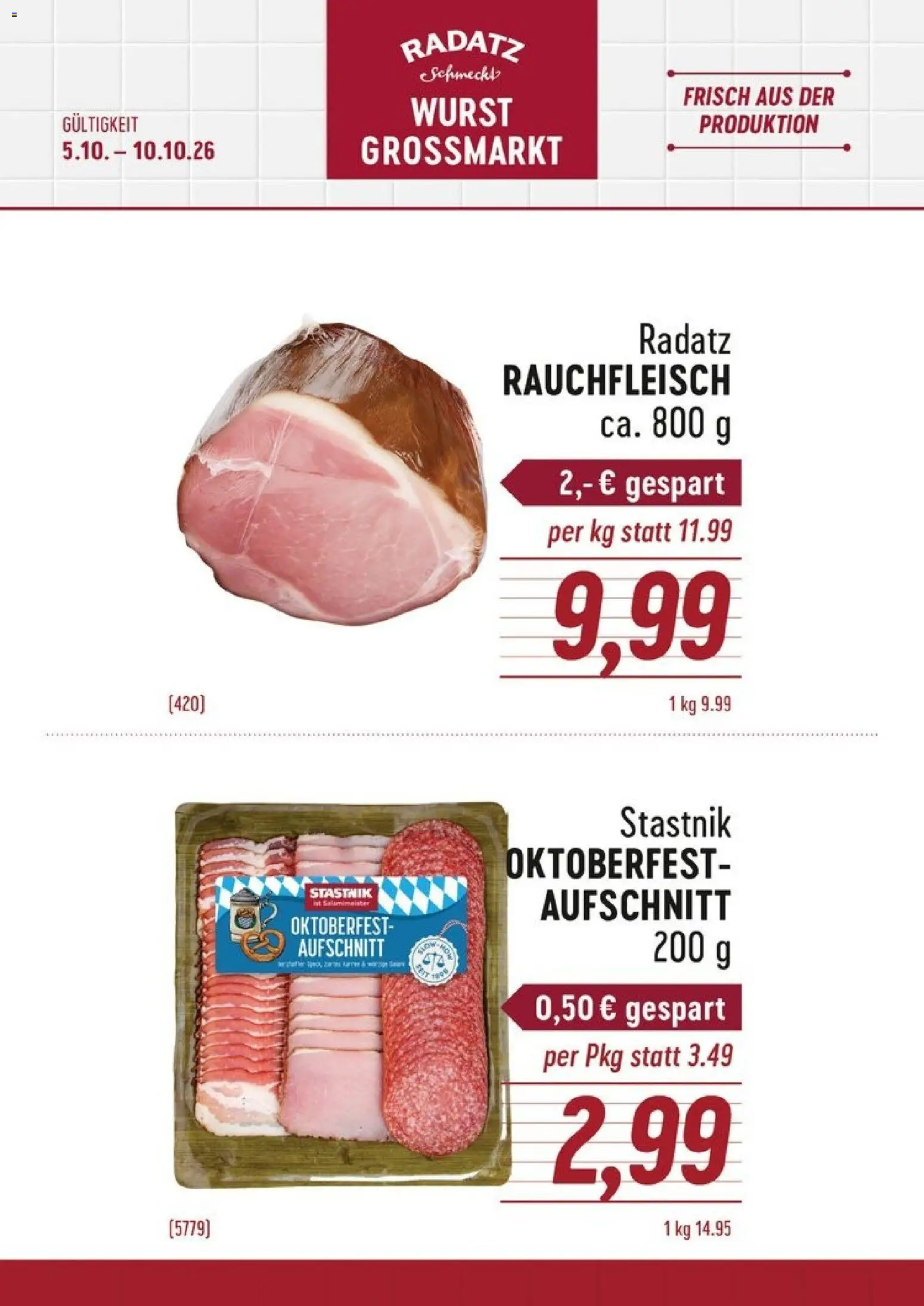 Radatz Flugblatt gültig ab 05.10.2026 | Seite: 1 | Produkte: Wurst