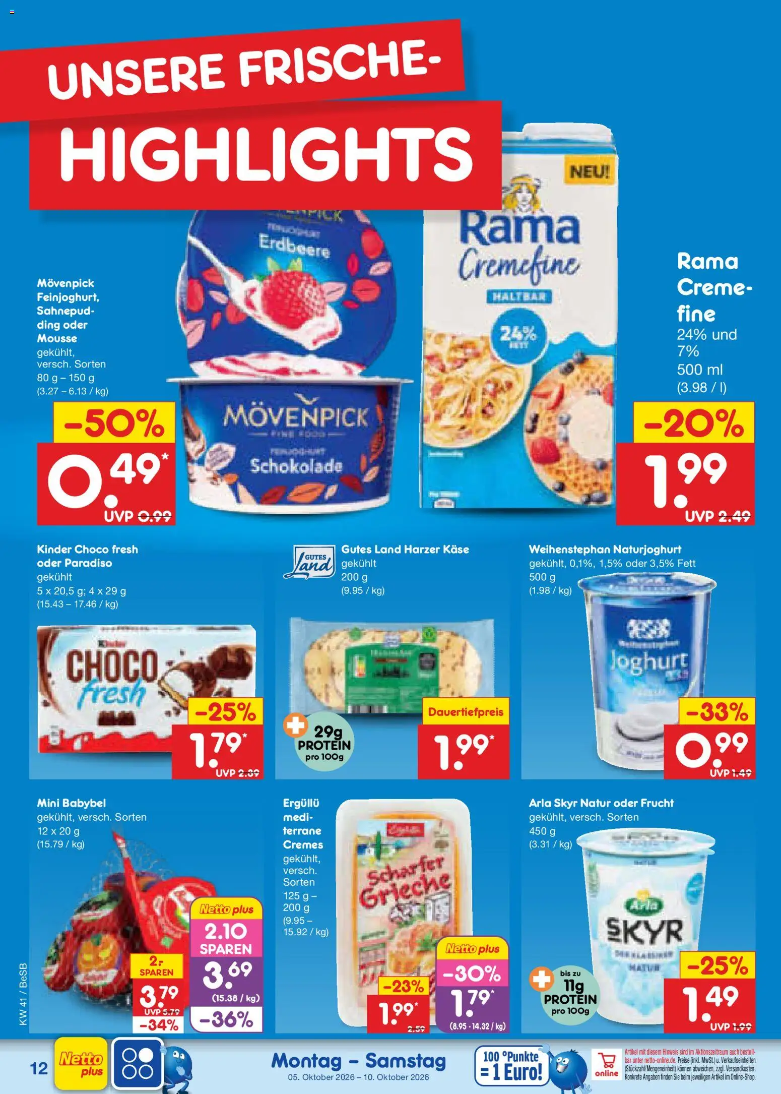 Netto Marken-Discount Prospekt – gültig ab 05.10.2026 | Seite: 12 | Produkte: Rama, Joghurt, Skyr, Babybel