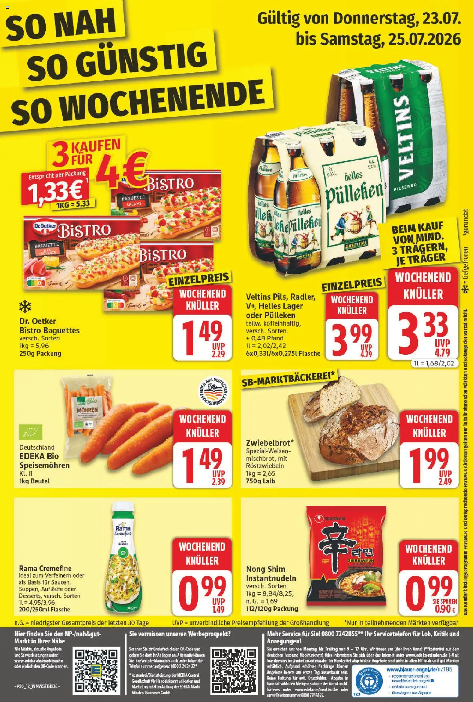 NP Discount Prospekt – gültig ab 20.07.2026 | Seite: 14 | Produkte: Rama cremefine, Baguette, Mohren, Salami