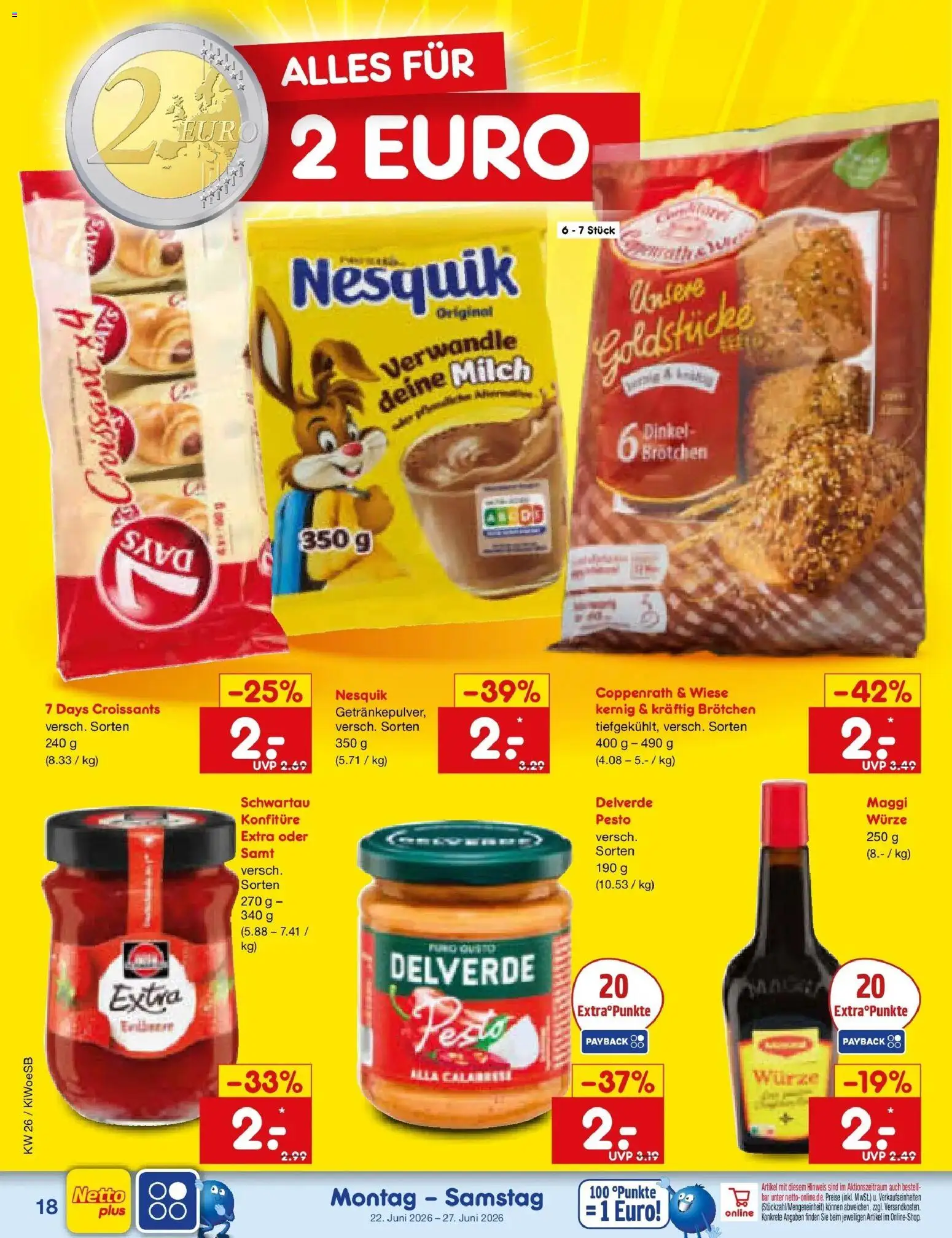 Netto Marken-Discount Prospekt Katzweiler – gültig ab 21.06.2026 | Seite: 22 | Produkte: Nesquik, Maggi, Milch, Croissant