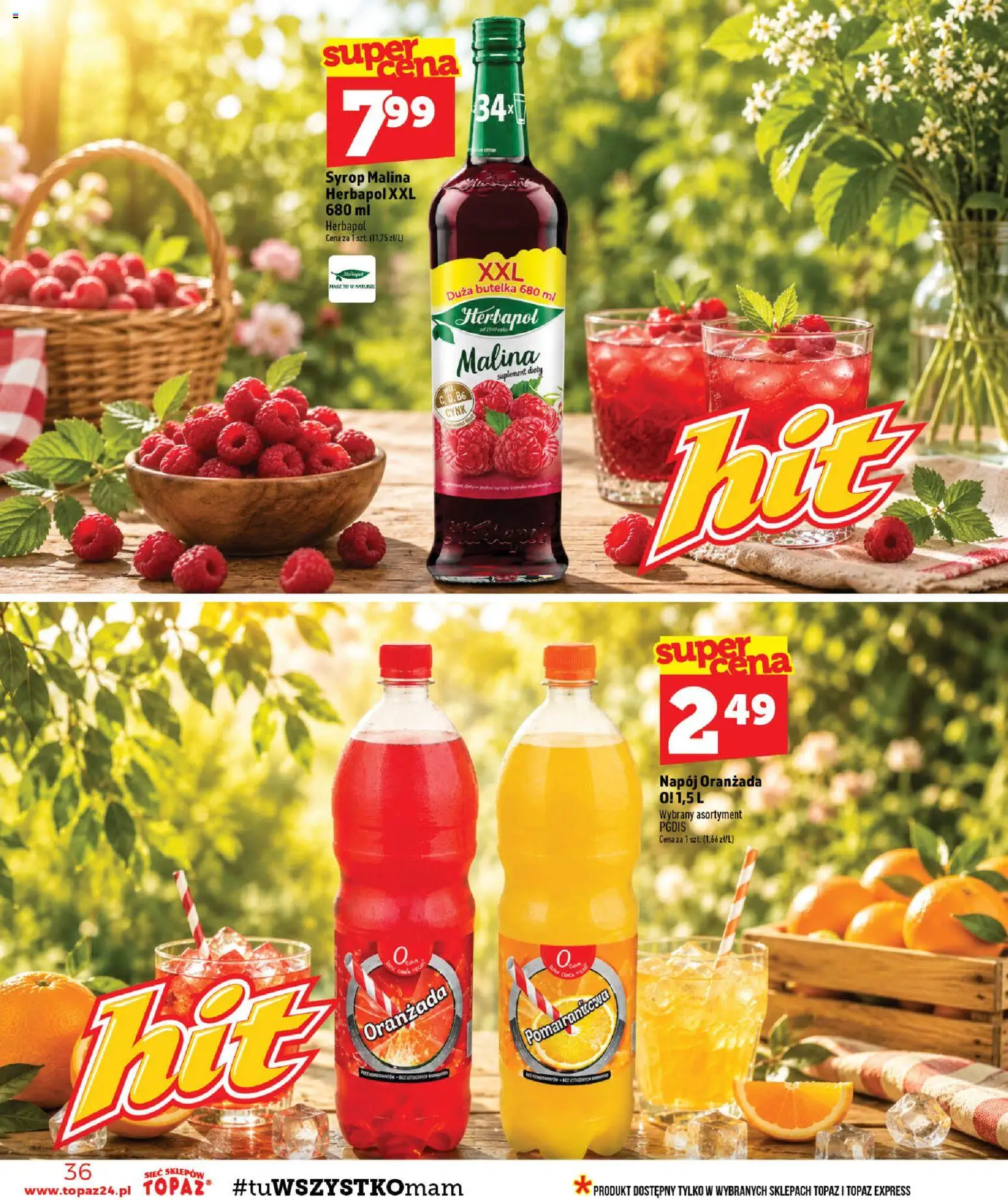 Topaz gazetka od 06.08.2026 | Strona: 36 | Produkty: Syrop, Malina