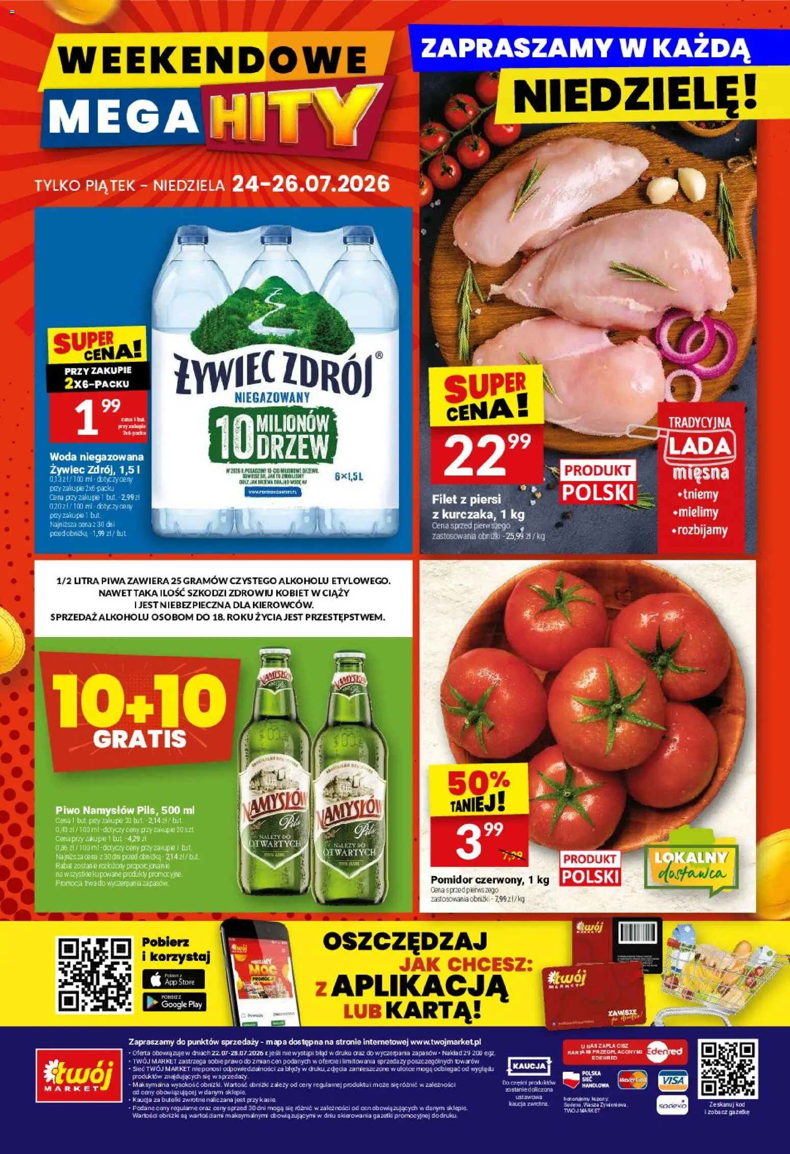 Twój Market gazetka od 22.07.2026 | Strona: 40 | Produkty: Karta, Piwo, Woda niegazowana, Woda