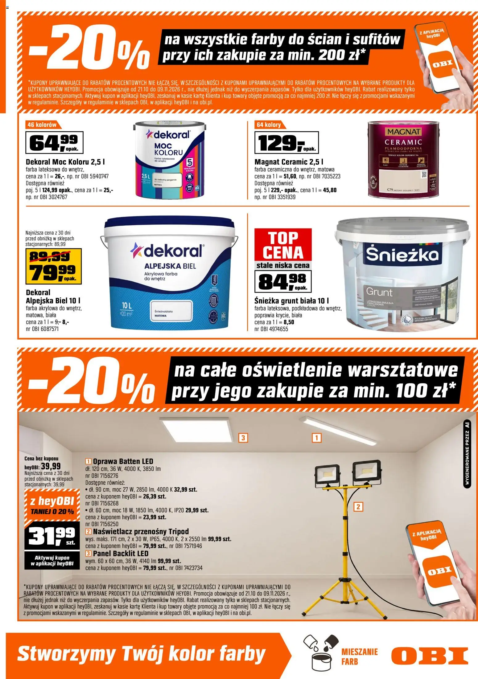 OBI gazetka od 21.10.2026 | Strona: 3 | Produkty: Oświetlenie, Śnieżka