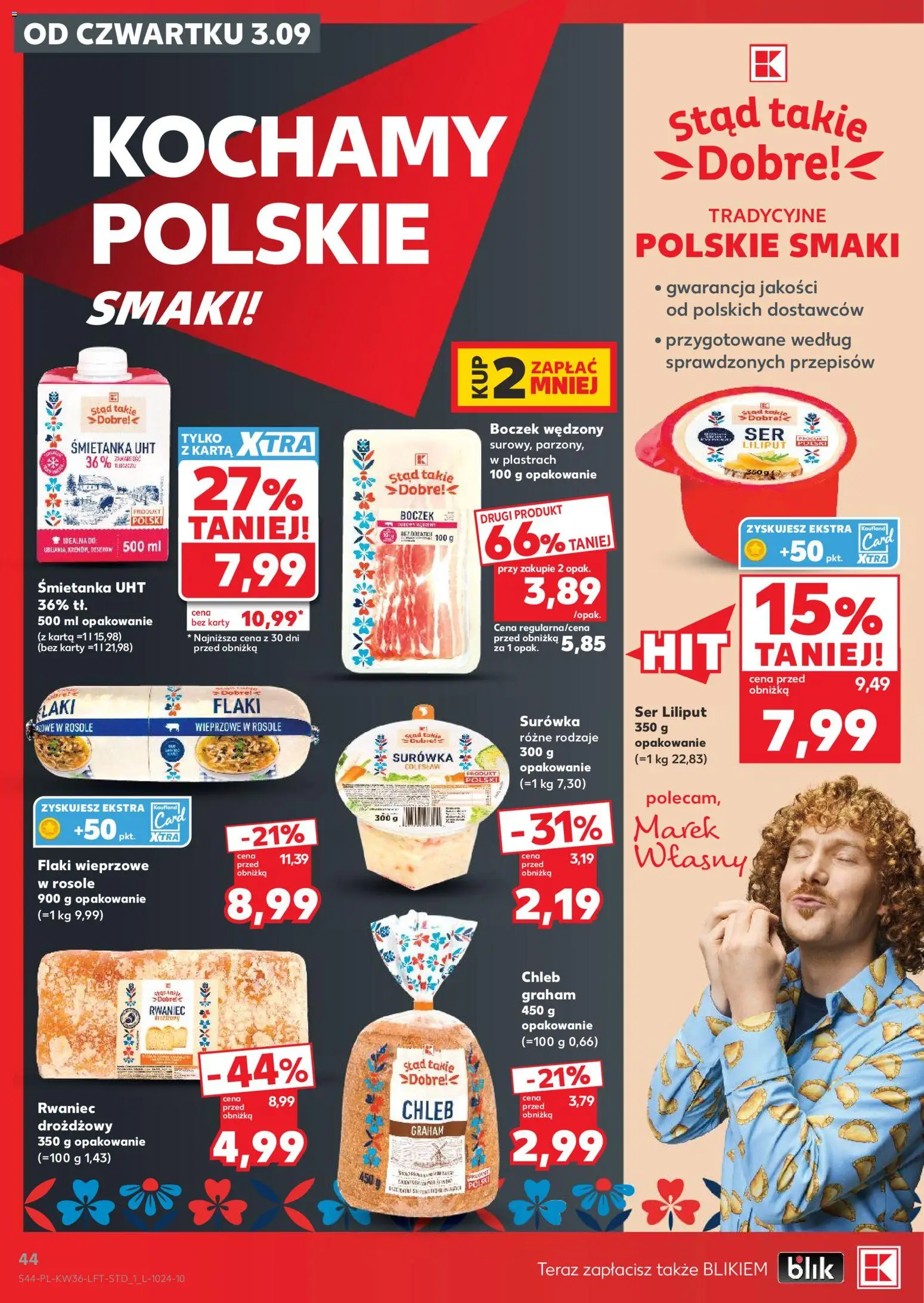 Kaufland Polsko leták od 03.09.2026 | Strana: 44 | Produkty: Chléb, Coleslaw, Karty
