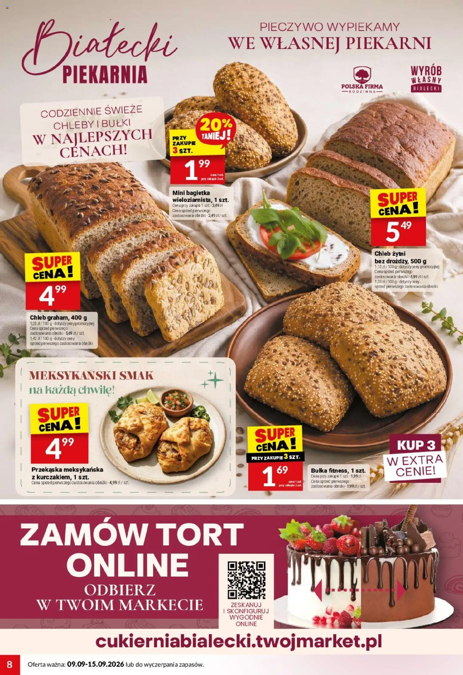 Twój Market gazetka od 09.09.2026 | Strona: 8 | Produkty: Pieczywo, Chleb żytni, Piekarnia, Chleb