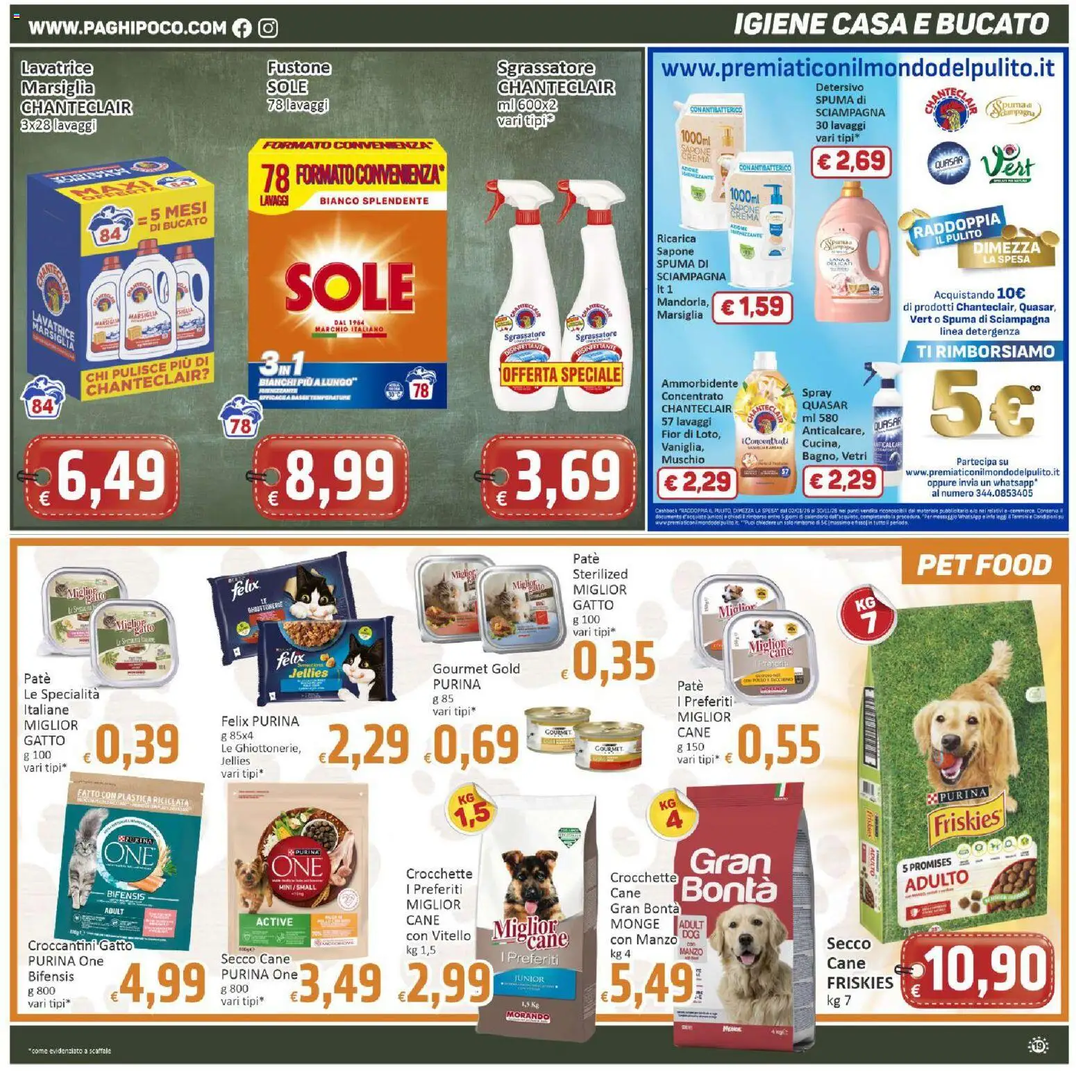 Volantino Paghi Poco del 22/09/2026 | Pagina: 19 | Prodotti: Sapone, Manzo, Sgrassatore, Crocchette
