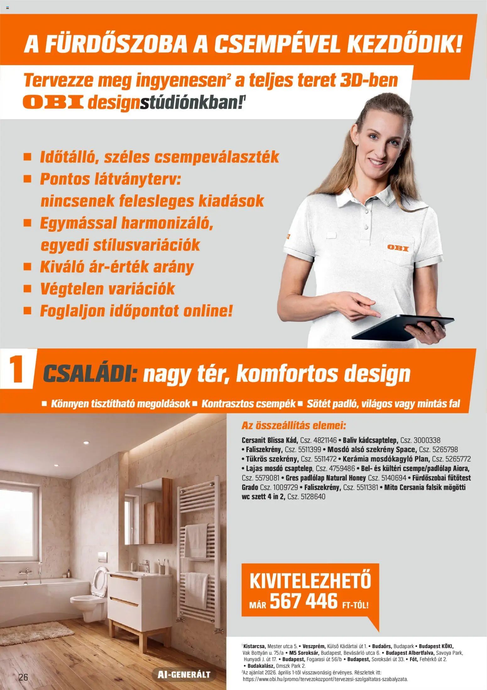 OBI akciós ujság - amely érvényes a következő dátumtól: 2026.09.29. | Oldal: 26 | Termékek: Padlólap, Gres, Szekrény, Fürdőszoba