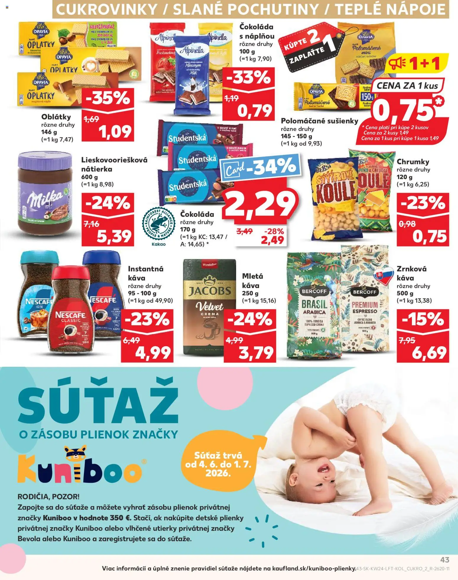 Nové Kaufland akcie – leták je platný od 11.06.2026 | Strana: 43 | Produkty: Sushi, Milka, Plienky, Zrnková káva