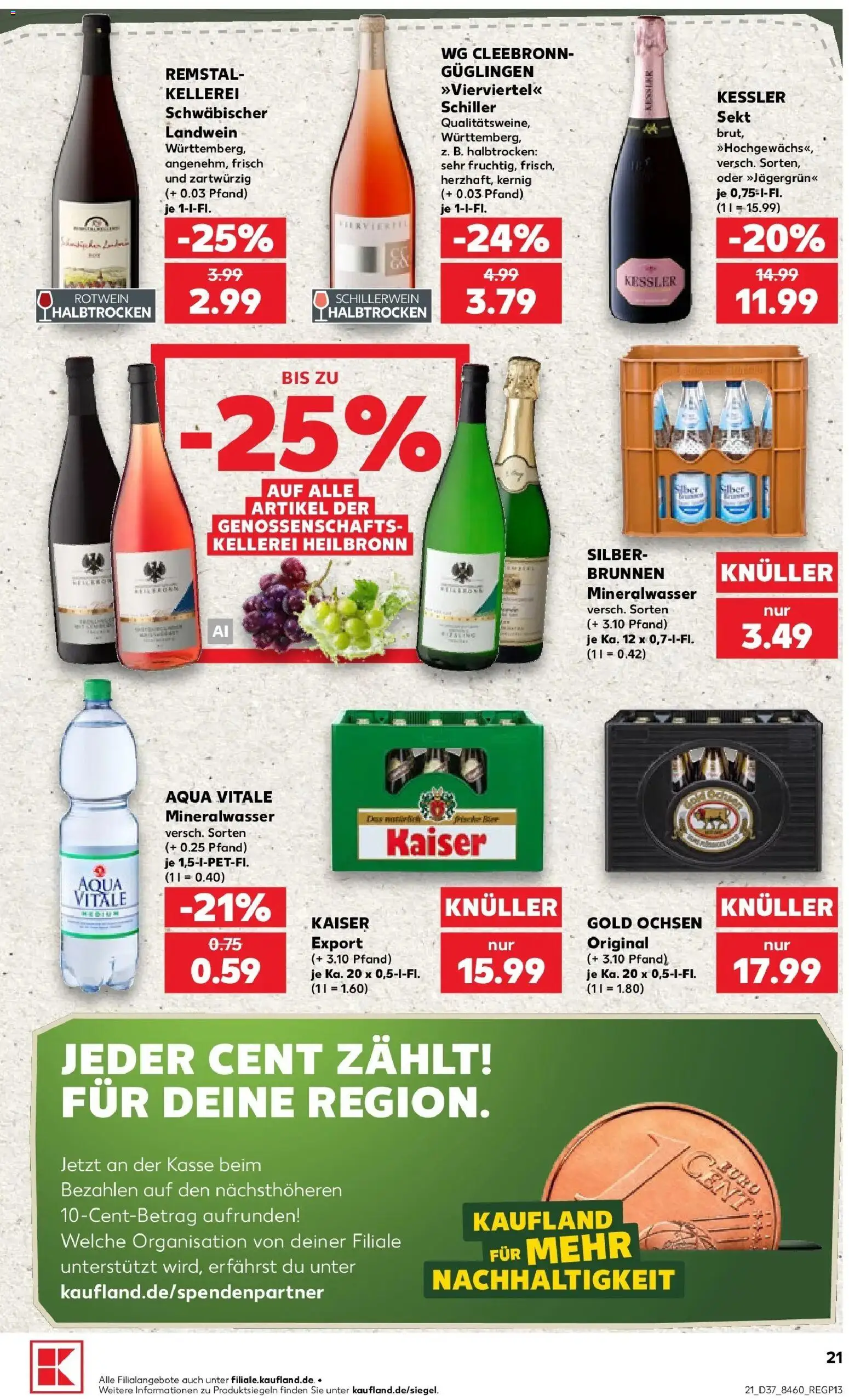 Prospekt Kaufland ab 10.09.2026 » Angebote Online zum Blättern | Seite: 21 | Produkte: Rotwein, Sekt, Mineralwasser