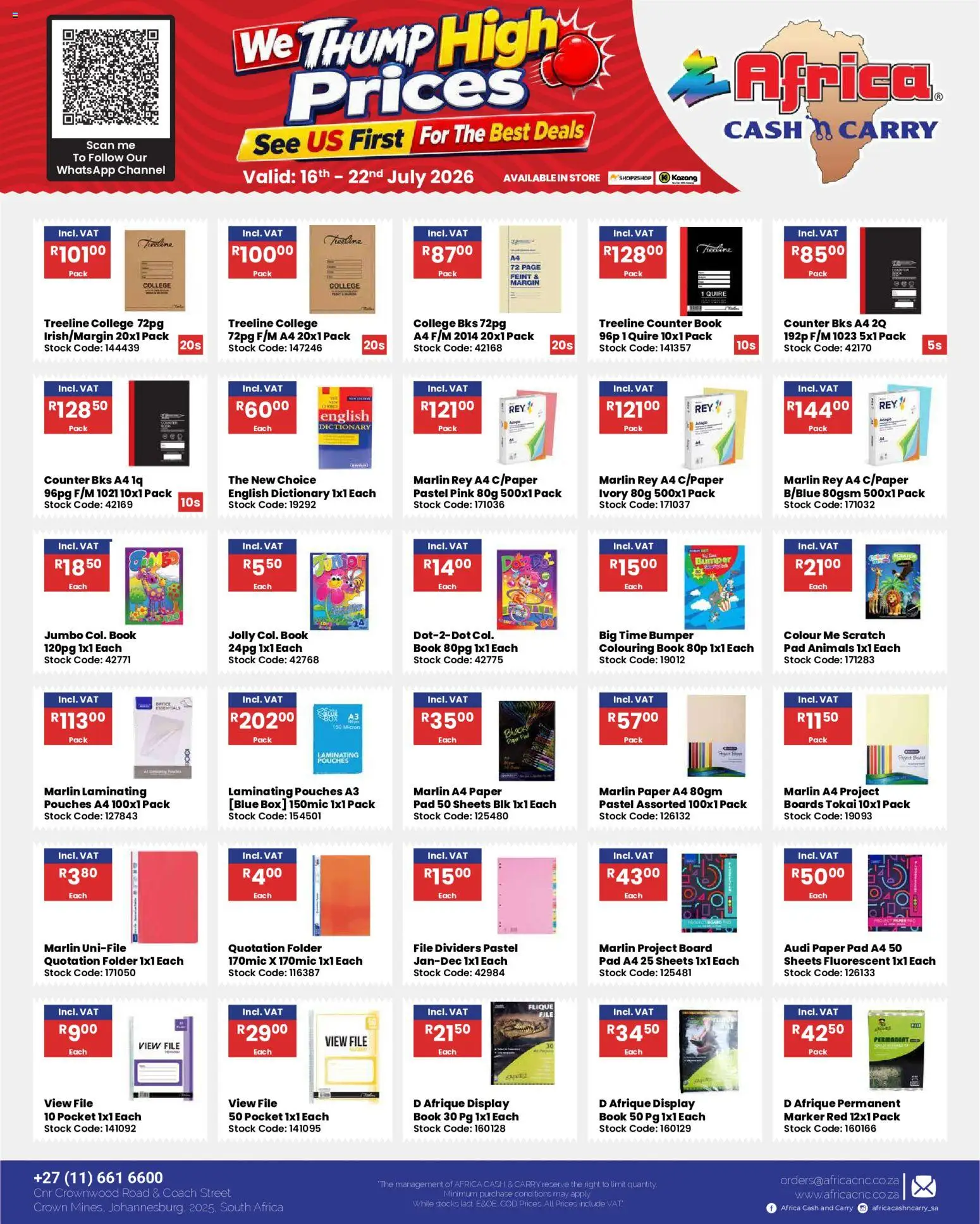 New Africa Cash & Carry catalogue – valid from 16/07/2026 | Page: 56 | Products: Pouches, Box, Stock, Paper