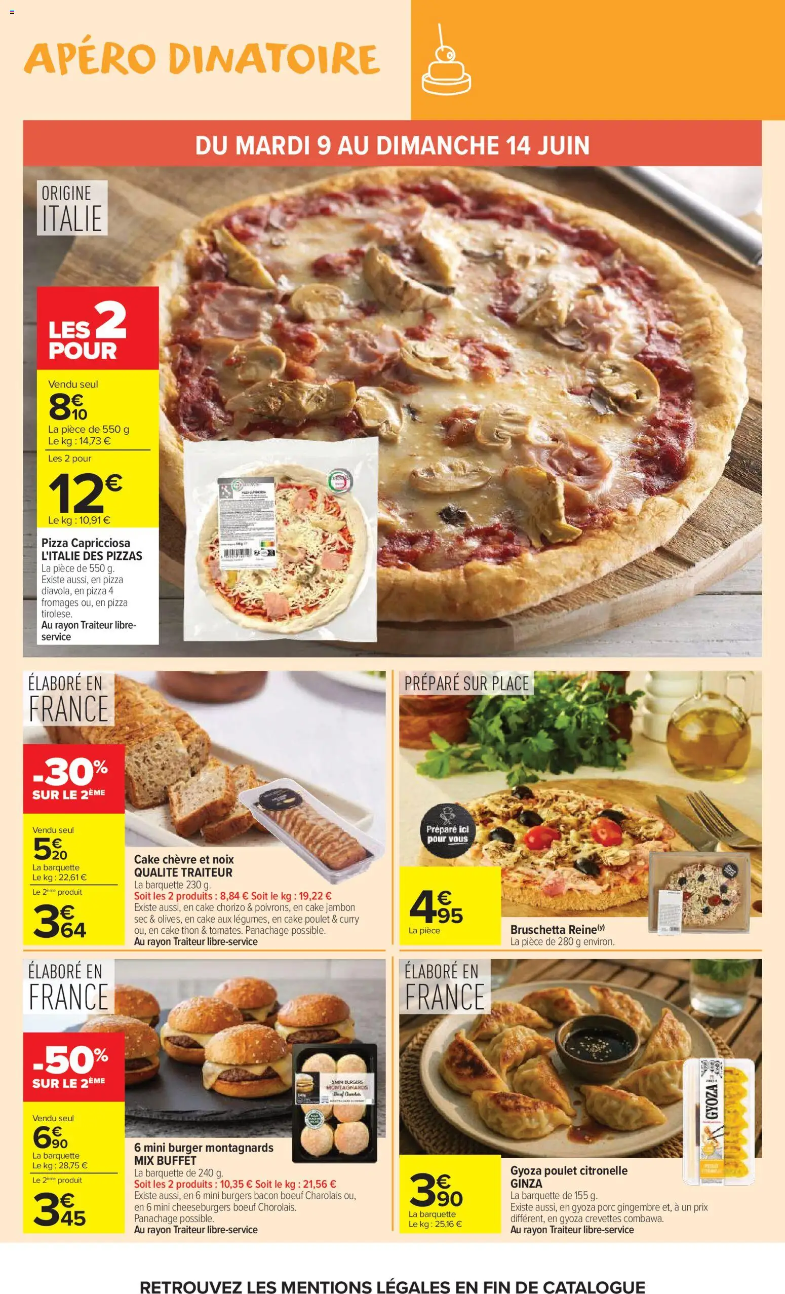 {H1} | Page: 20 | Produits: Pizza 4 fromages, Crevettes, Thon, Mini burgers