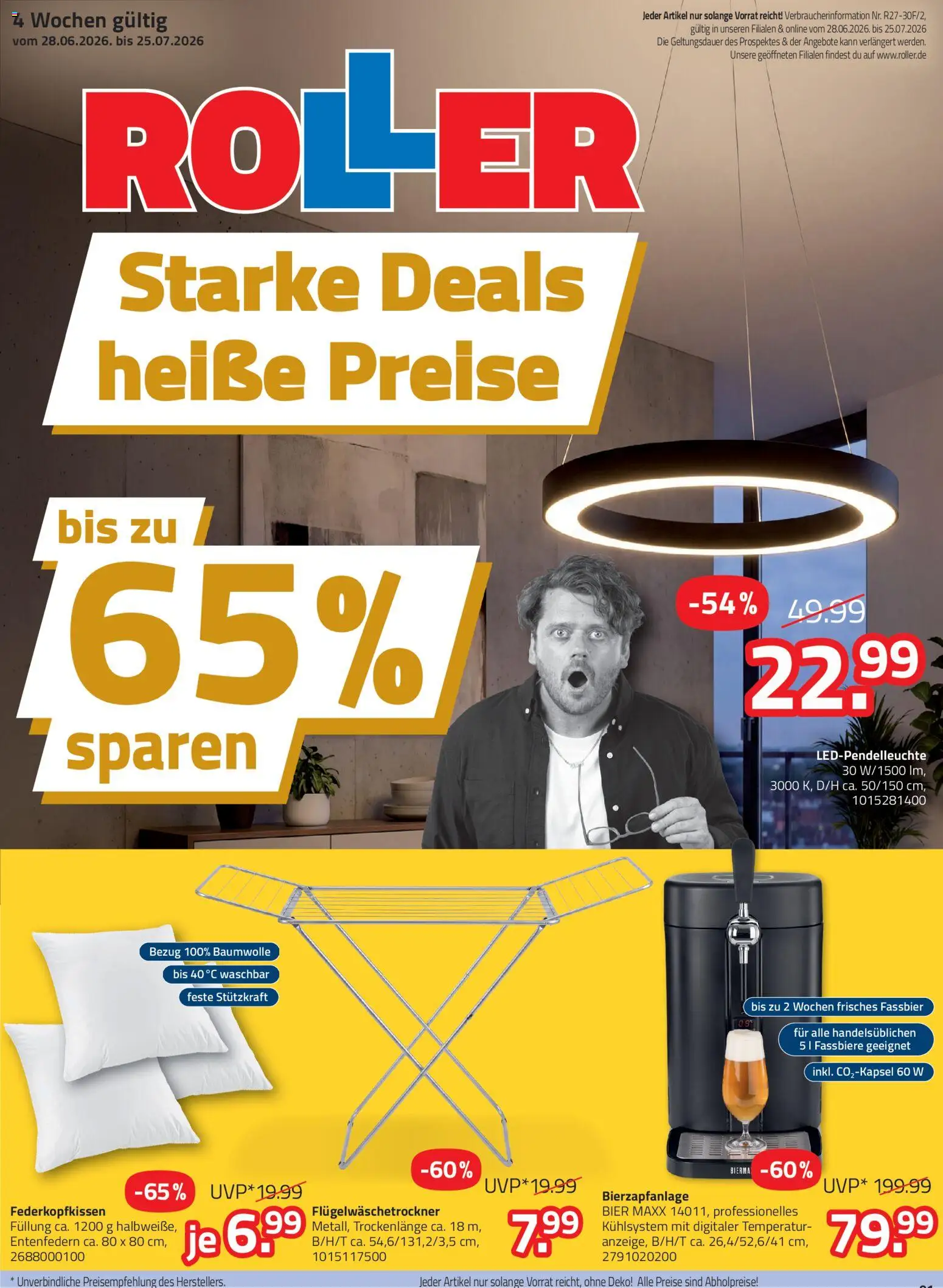 Roller Wohnaccessoires & Haushaltswaren – gültig ab 28.06.2026 | Seite: 1 | Produkte: Bier