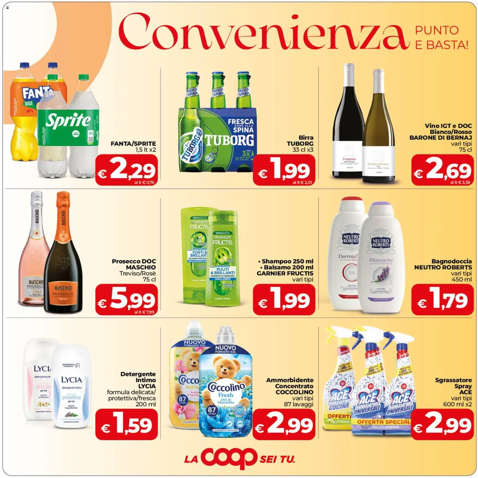 Volantino COOP del 02/10/2026 | Pagina: 3 | Prodotti: Birra, Ammorbidente, Detergente intimo, Cocco