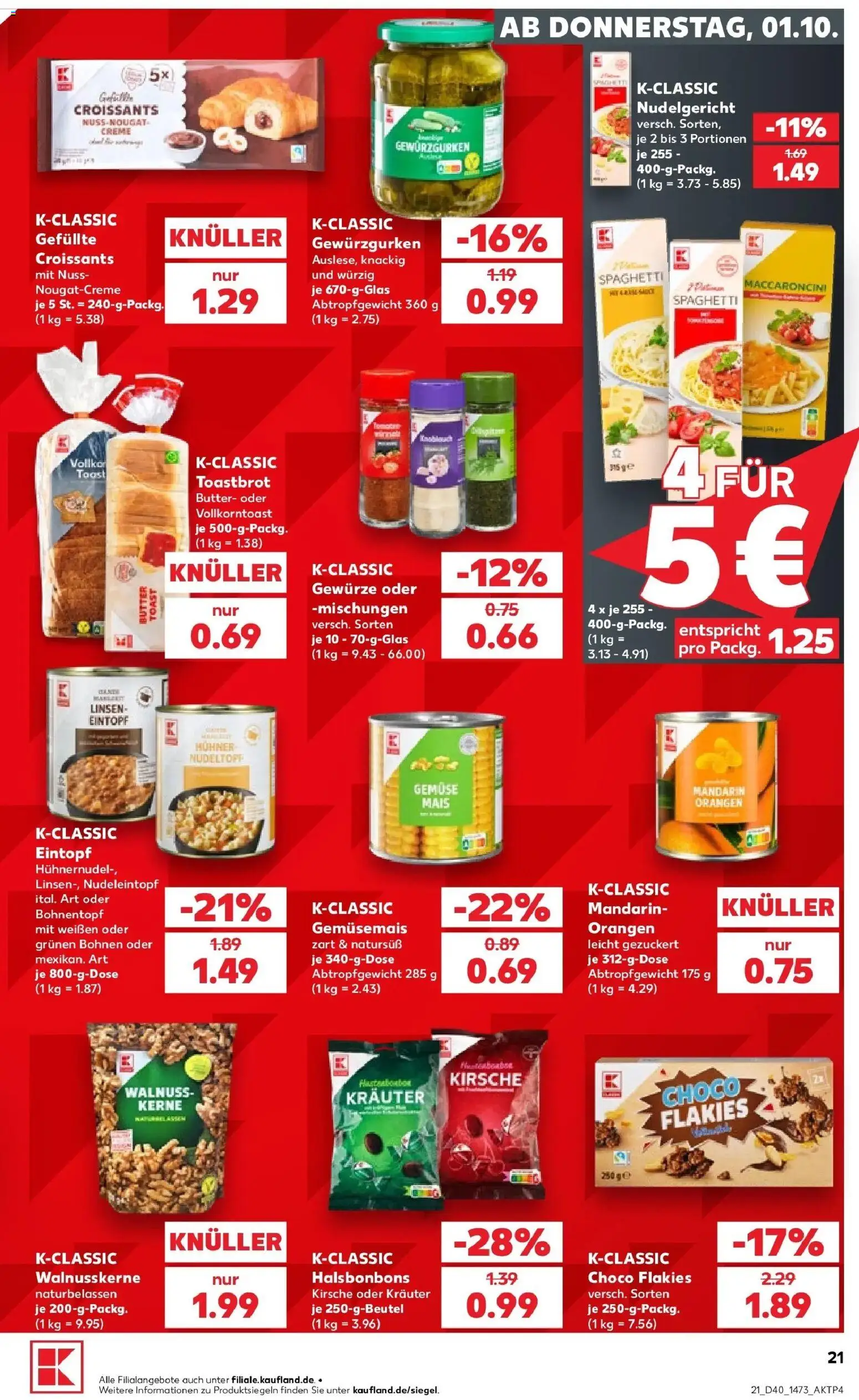Prospekt Kaufland ab 28.09.2026 » Angebote Online zum Blättern | Seite: 35 | Produkte: Mais, Butter, Toastbrot, Gewürze