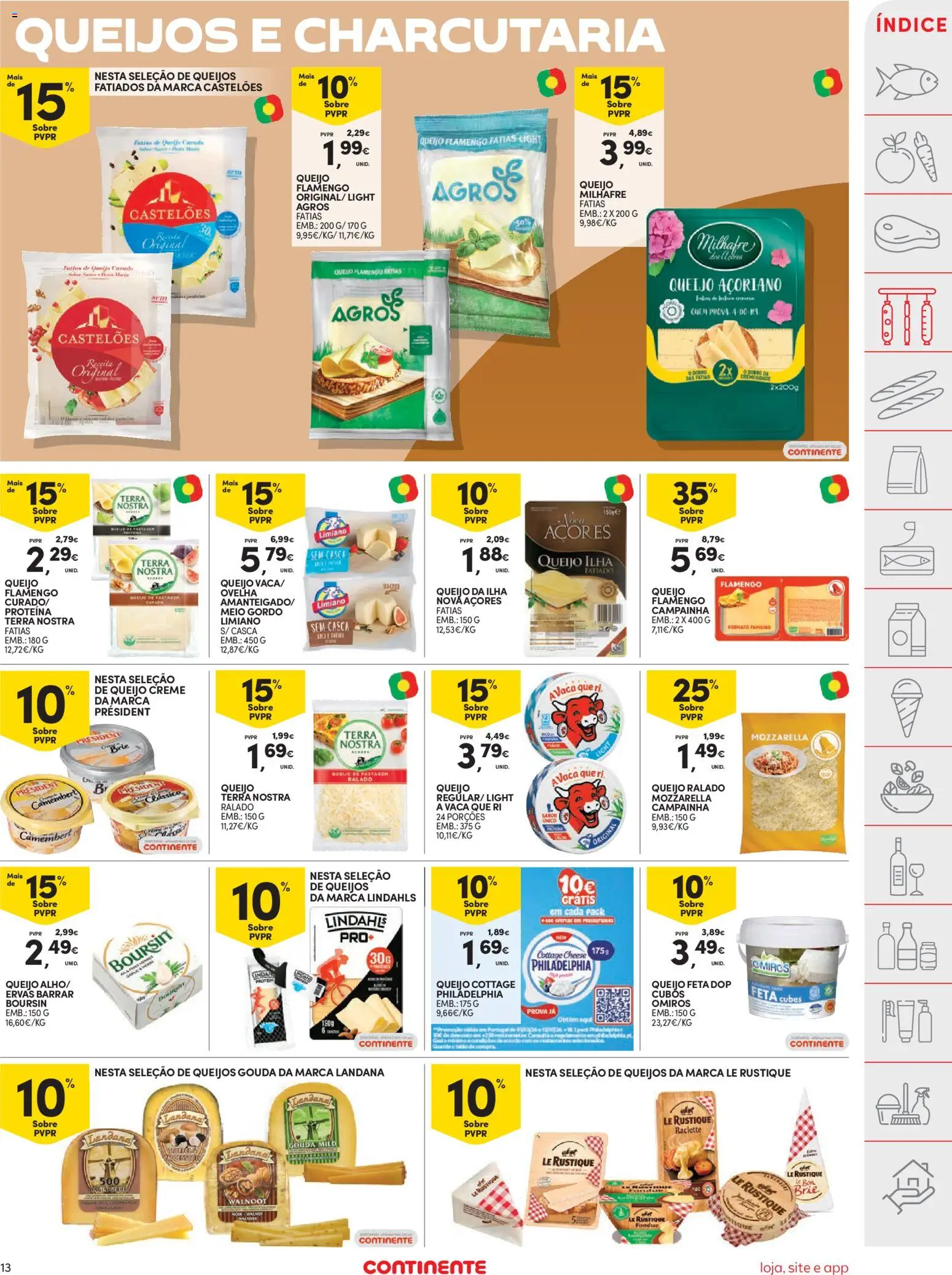 Continente folheto │ válido de 26.05.2026 | Página: 13 | Produtos: Queijo creme, Campainha, Queijo feta, Proteina