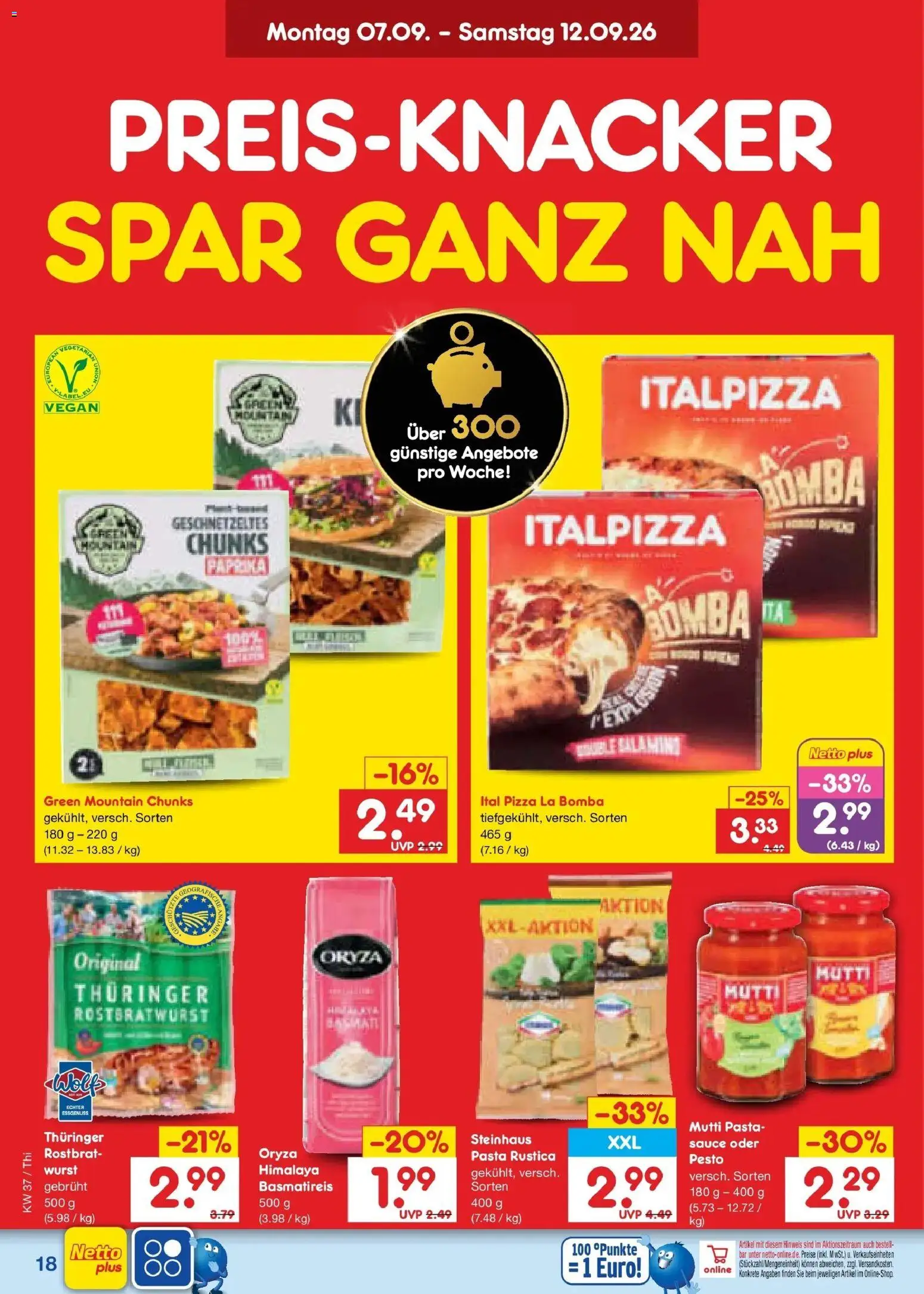 Netto Marken-Discount Prospekt Pirna – gültig ab 07.09.2026 | Seite: 26 | Produkte: Basmatireis, Wurst, Pasta, Pizza