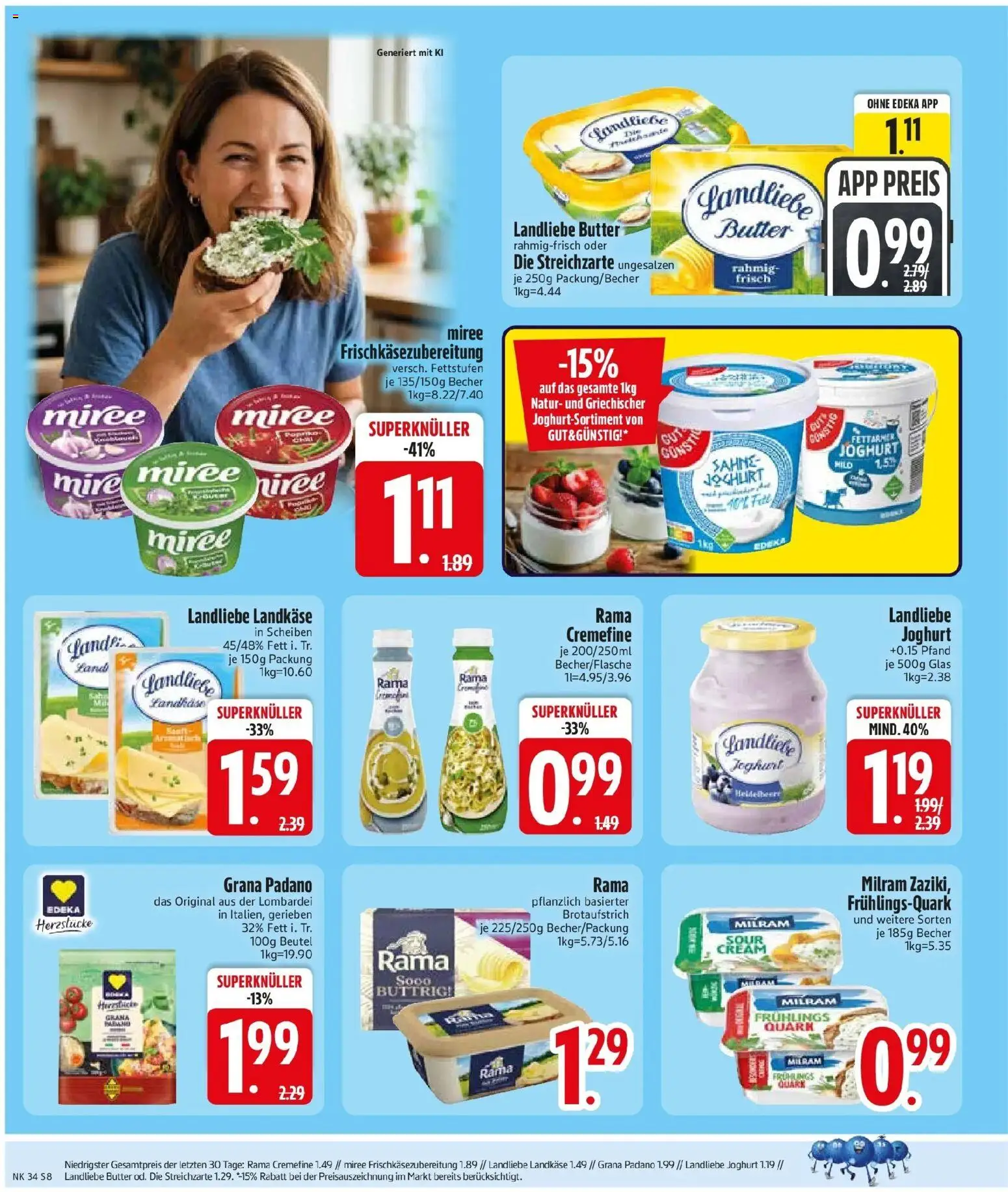 Edeka Prospekt Zolling (ab 17.08.2026) » Angebote Online | Seite: 10 | Produkte: Grana Padano, Landliebe butter, Landliebe joghurt, Sahne