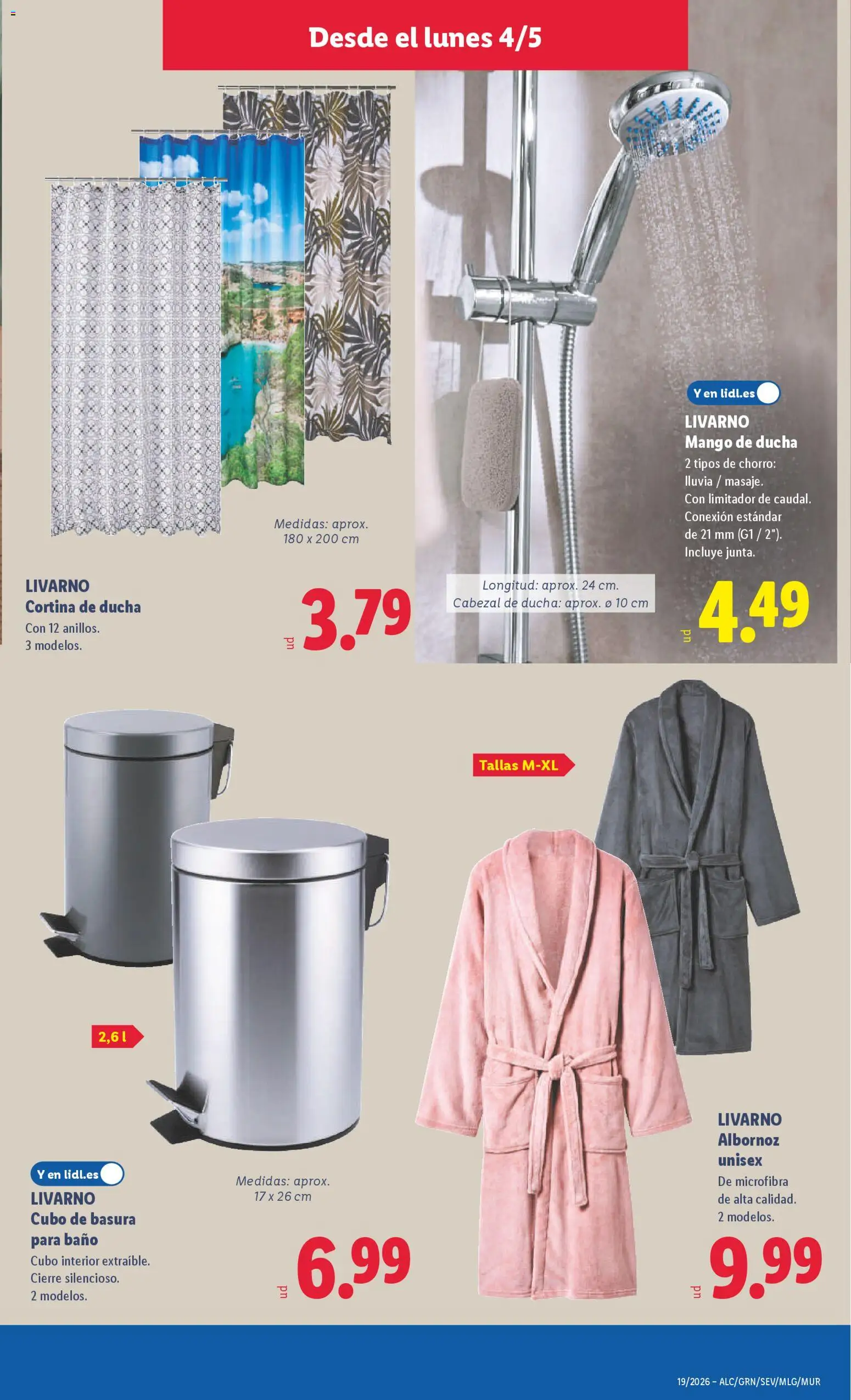 Lidl folleto de bazar │ válido desde el 04.05.2026 | Página: 13 | Productos: Cortina, Cabezal de ducha, Baño, Διακόπτης κυκλώματος