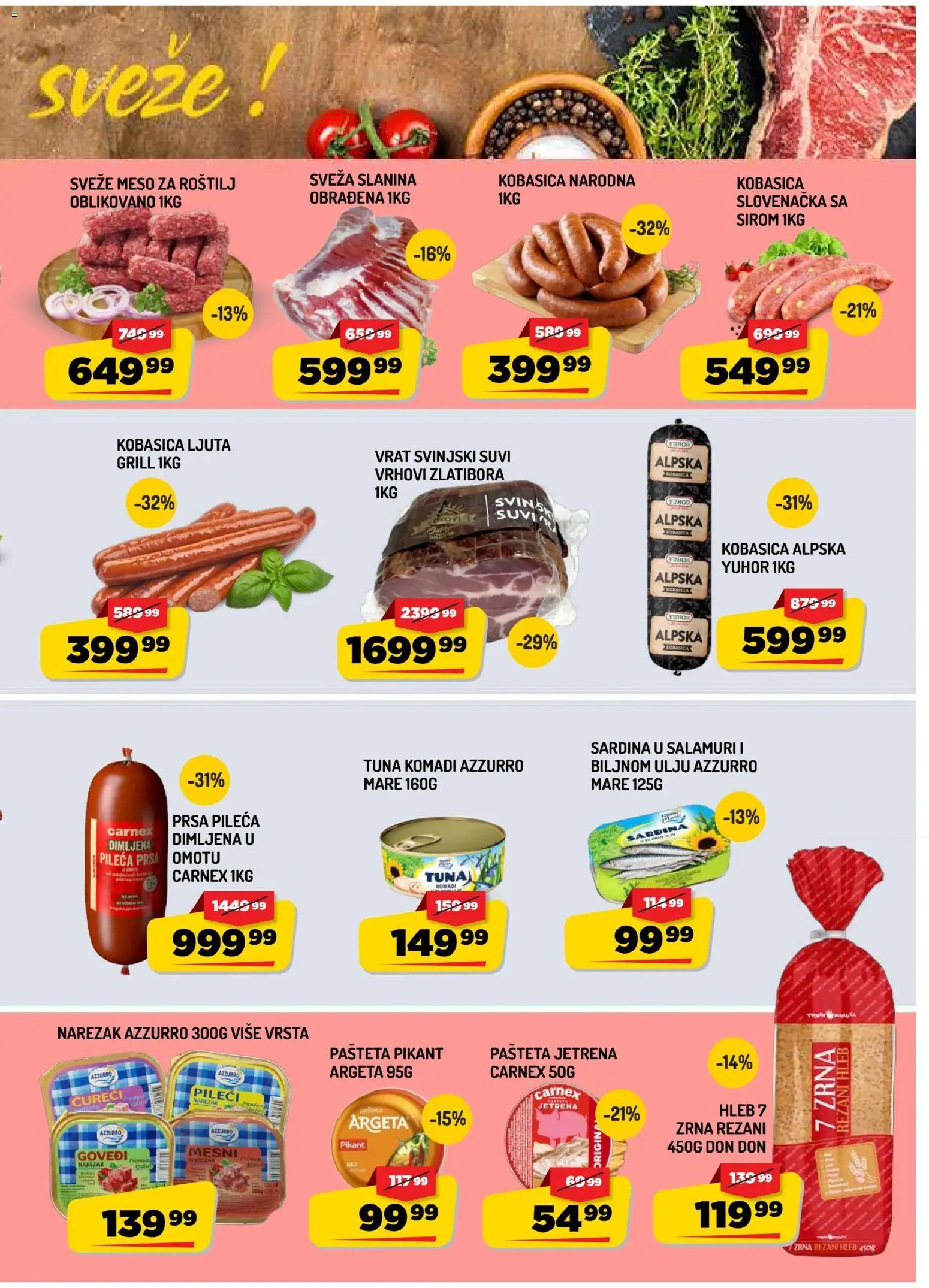 Aman katalog - važi od 24.07.2026 | Strana: 3 | Proizvode: Rezani hleb, Kobasica, Roštilj, Sardina