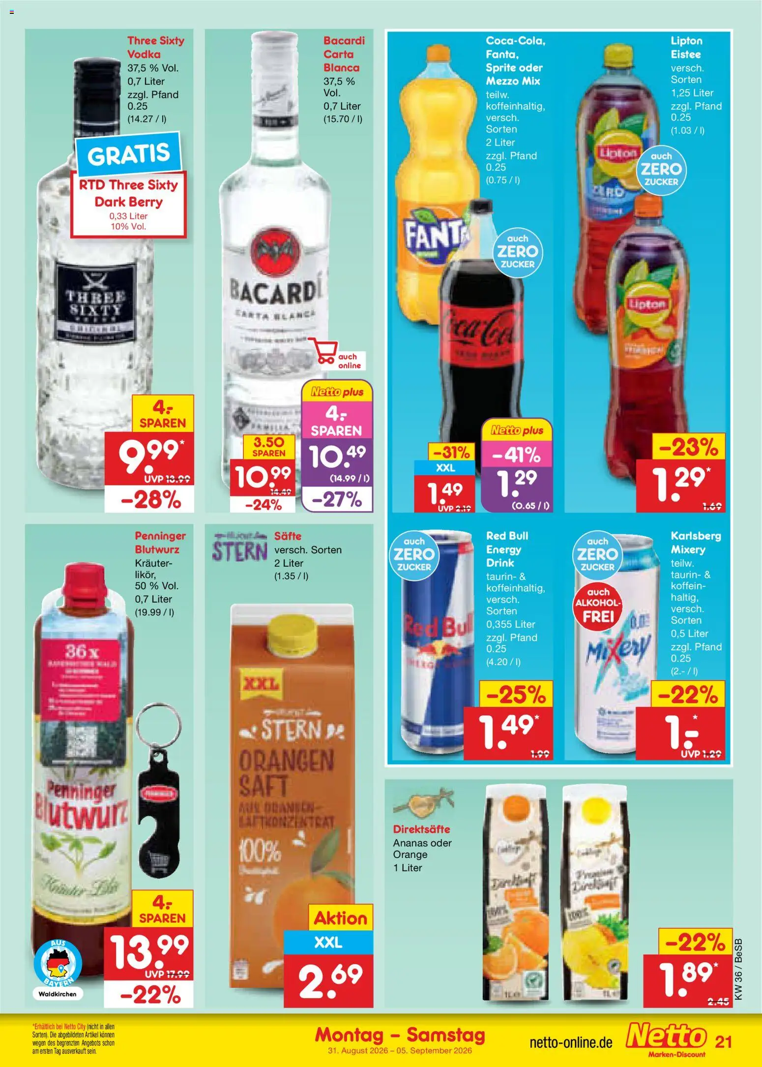 Netto Marken-Discount Prospekt – gültig ab 31.08.2026 | Seite: 27 | Produkte: Bacardi, Ananas, Alkohol, Mixery