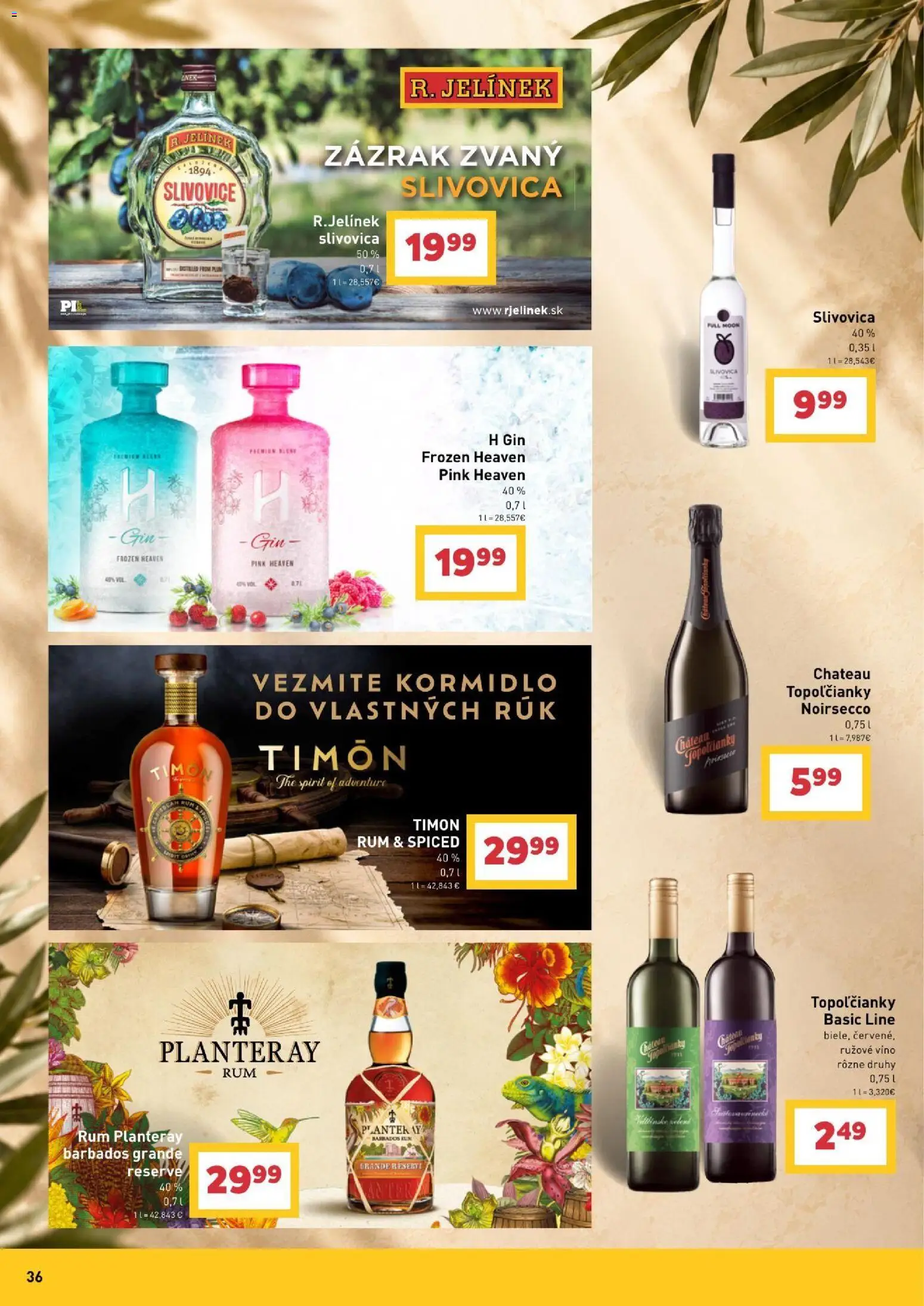 Nové Billa akcie – leták je platný od 30.09.2026 | Strana: 36 | Produkty: Rúžové víno, Slivovica, Gin, Rum