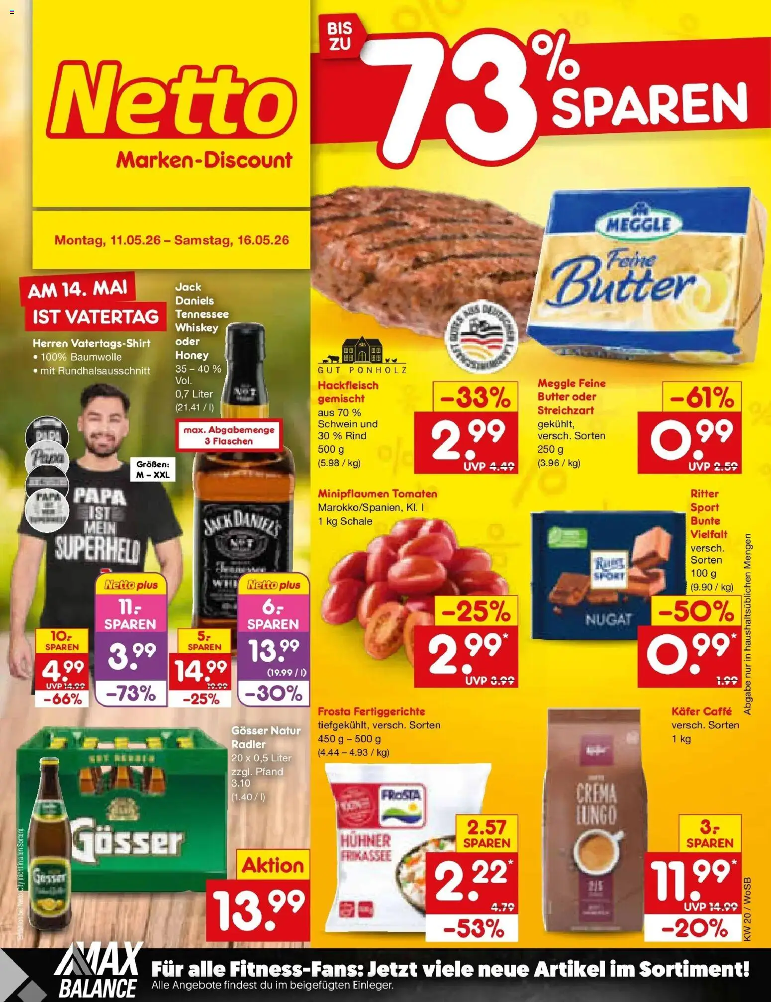 Netto Marken-Discount Prospekt Mannheim	 – gültig ab 10.05.2026 | Seite: 1 | Produkte: Frosta, Fertiggerichte, Whiskey, Hackfleisch