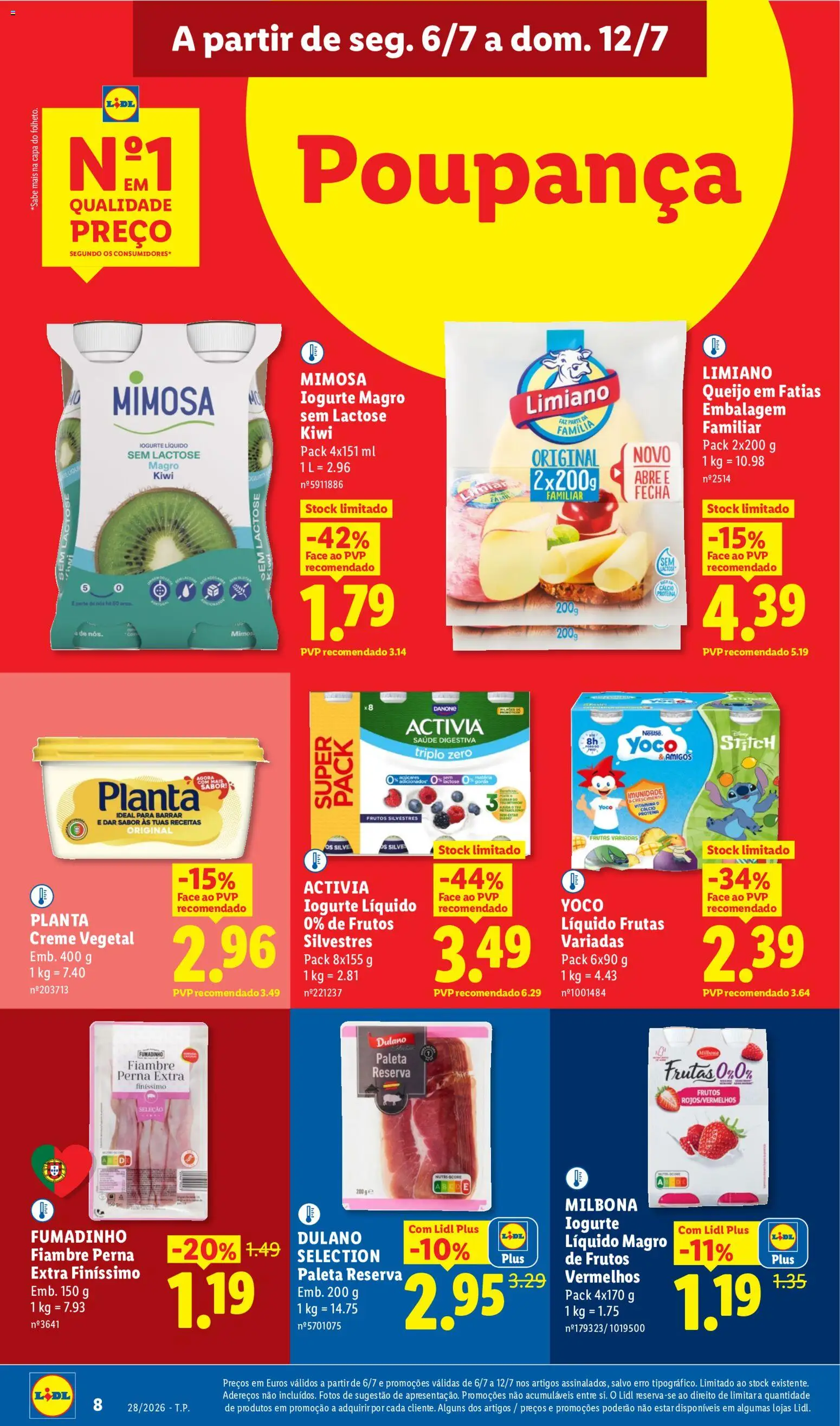 Lidl folheto │ válido de 06/07/2026 | Página: 8 | Produtos: Cálcio, Queijo, Kiwi, Creme
