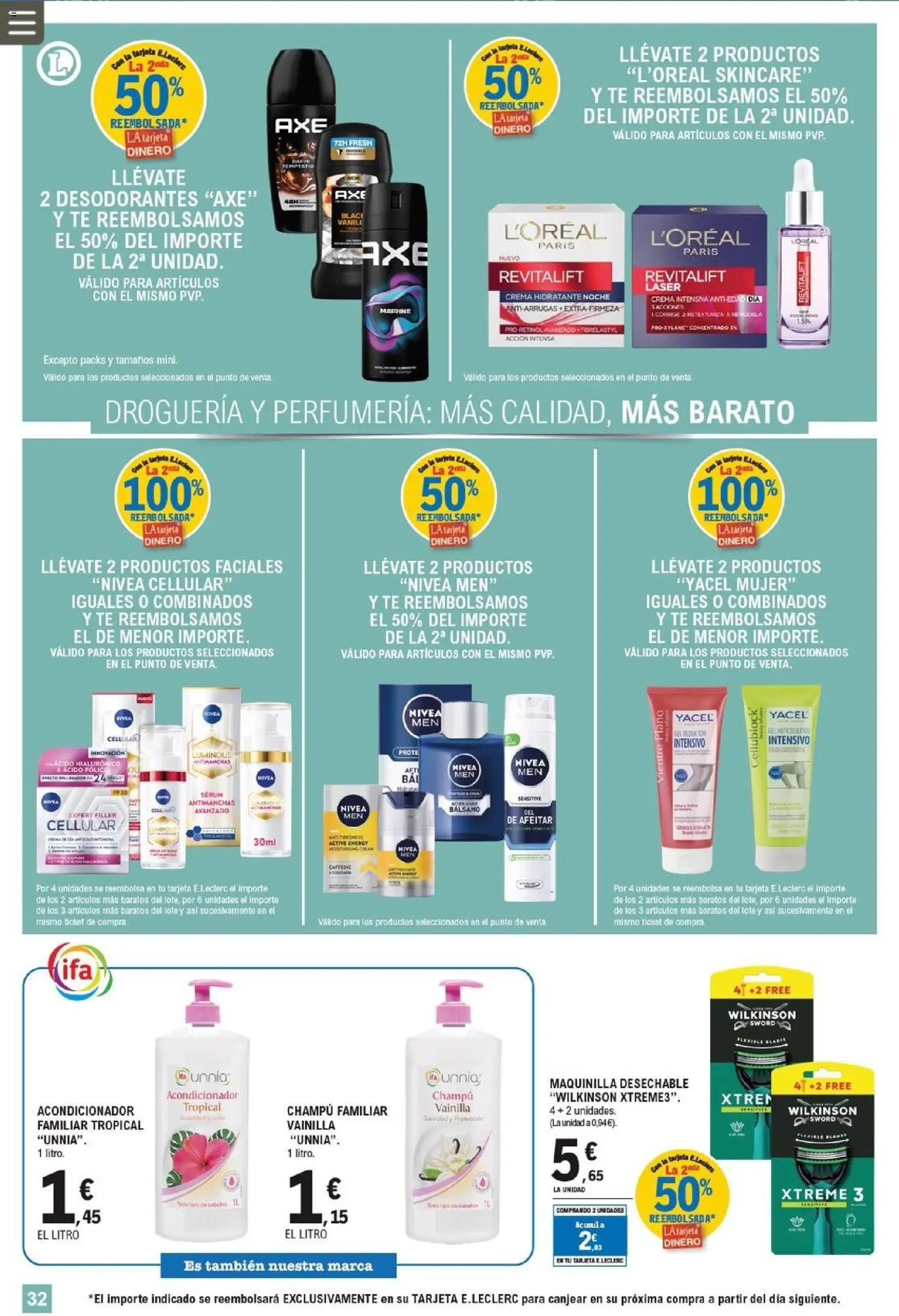 E.Leclerc folleto │ válido desde el 11/03/2026 | Página: 32 | Productos: Champú, Sérum, Crema, Crema hidratante