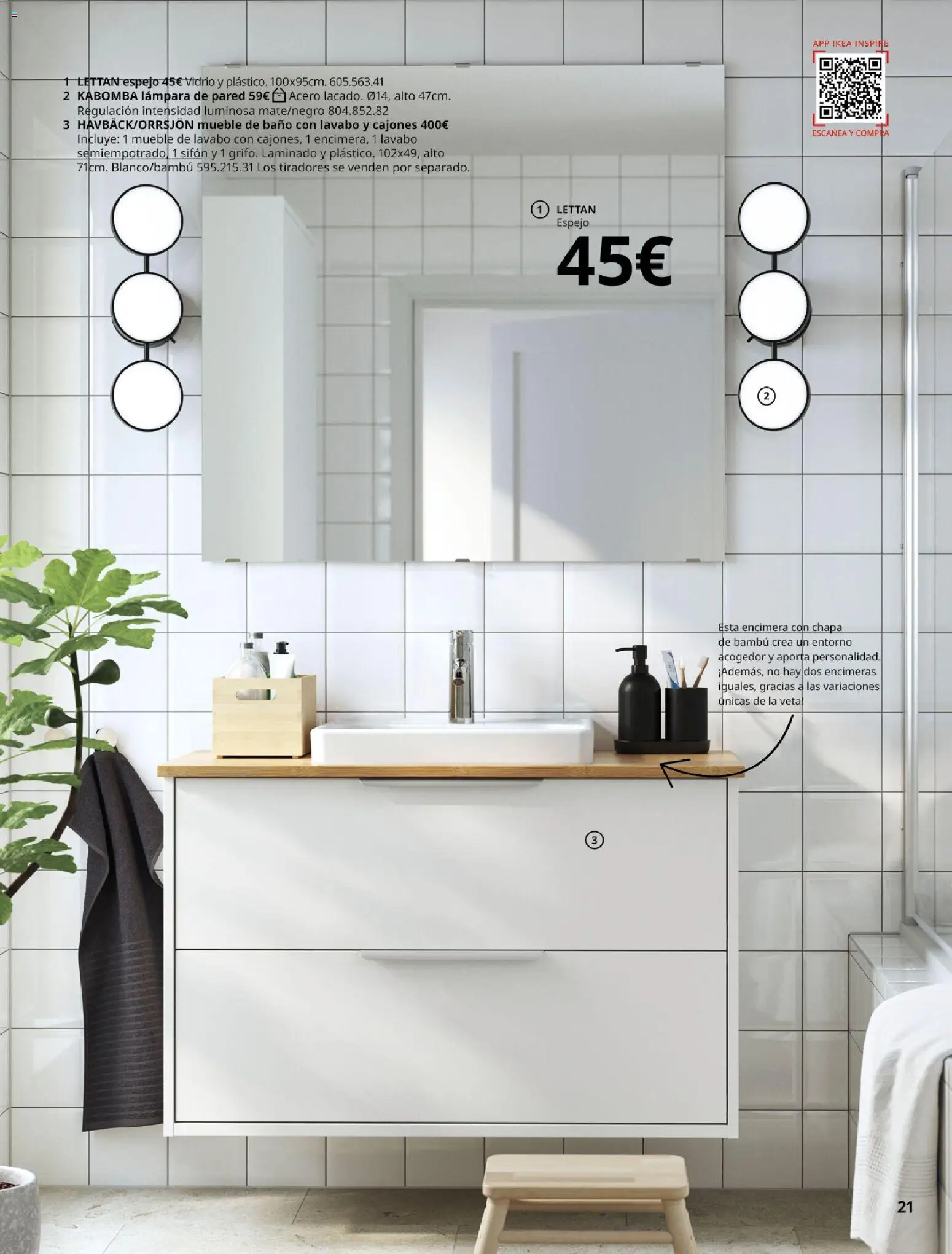 Catálogo IKEA Baños │ válido desde el 01/02/2026 | Página: 21 | Productos: Lámpara de pared, Lavabo, Baño, Espejo
