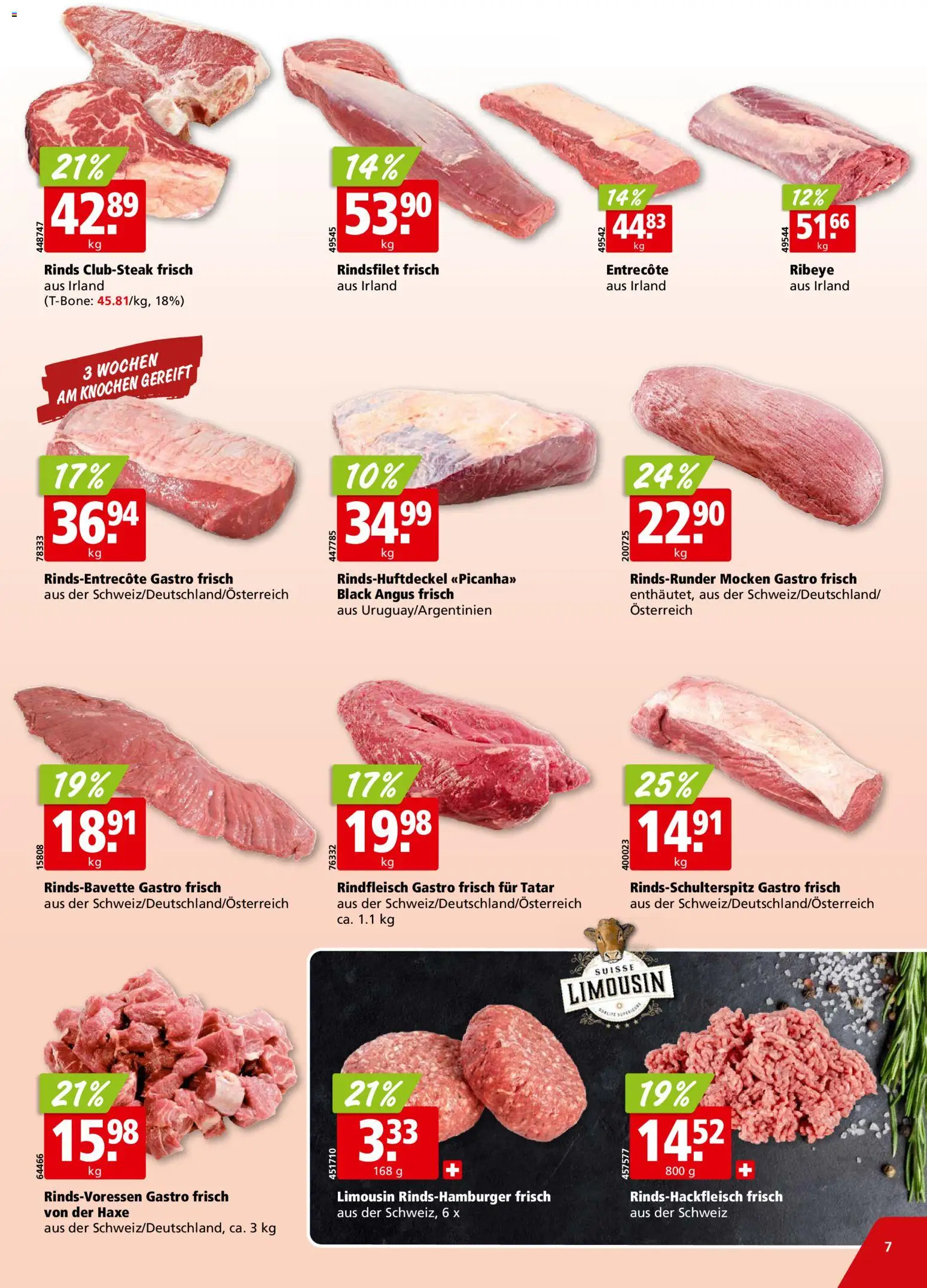 Aligro aktionen Chavannes, Matran, Genf, Sitten – gültig ab 17.08.2026 | Seite: 7 | Produkte: Rindfleisch