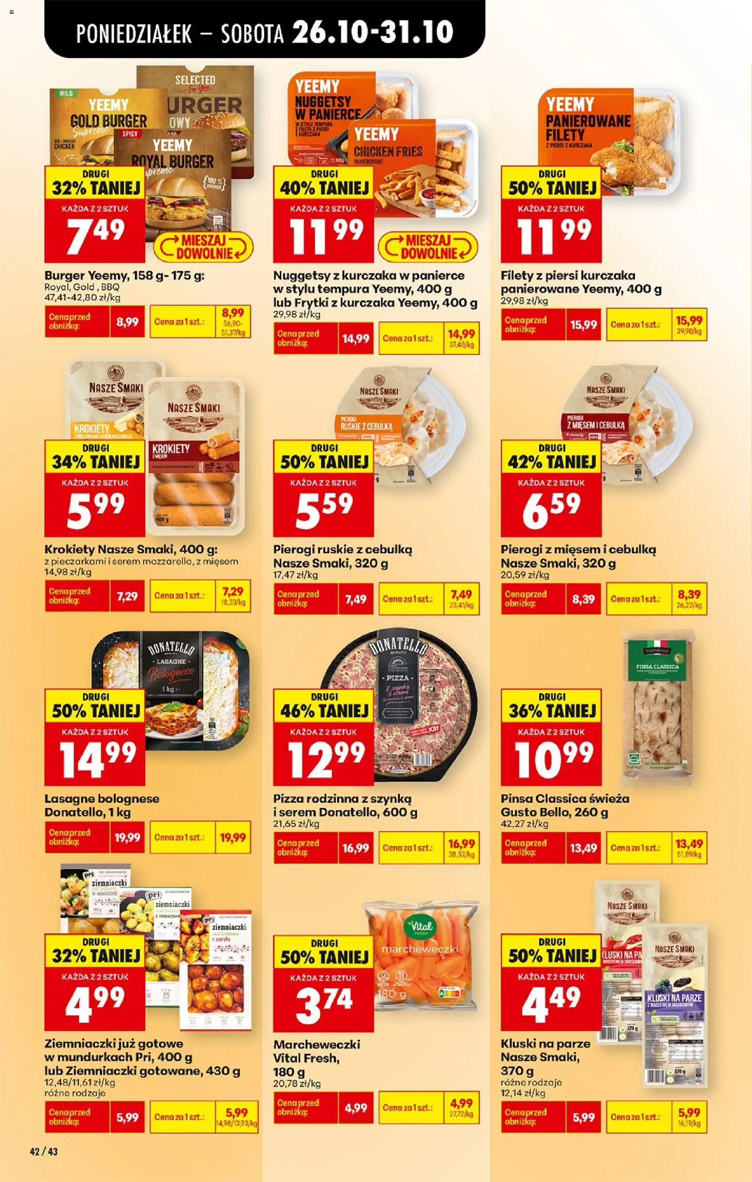 Biedronka Polsko leták - Codziennie niskie ceny od 26.10.2026 | Strana: 60 | Produkty: Burger, Pizza, Pinsa, Lasagne