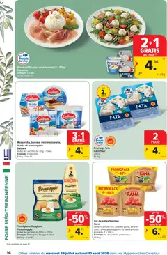 Fromage feta, Fromage feta Carrefour 200 g - Voorbeeld van een folder van Carrefour, geldig van 29/07/2026 | Pagina: 14 | Producten: Parmigiano Reggiano, Mozzarella, Ricotta, Pesto