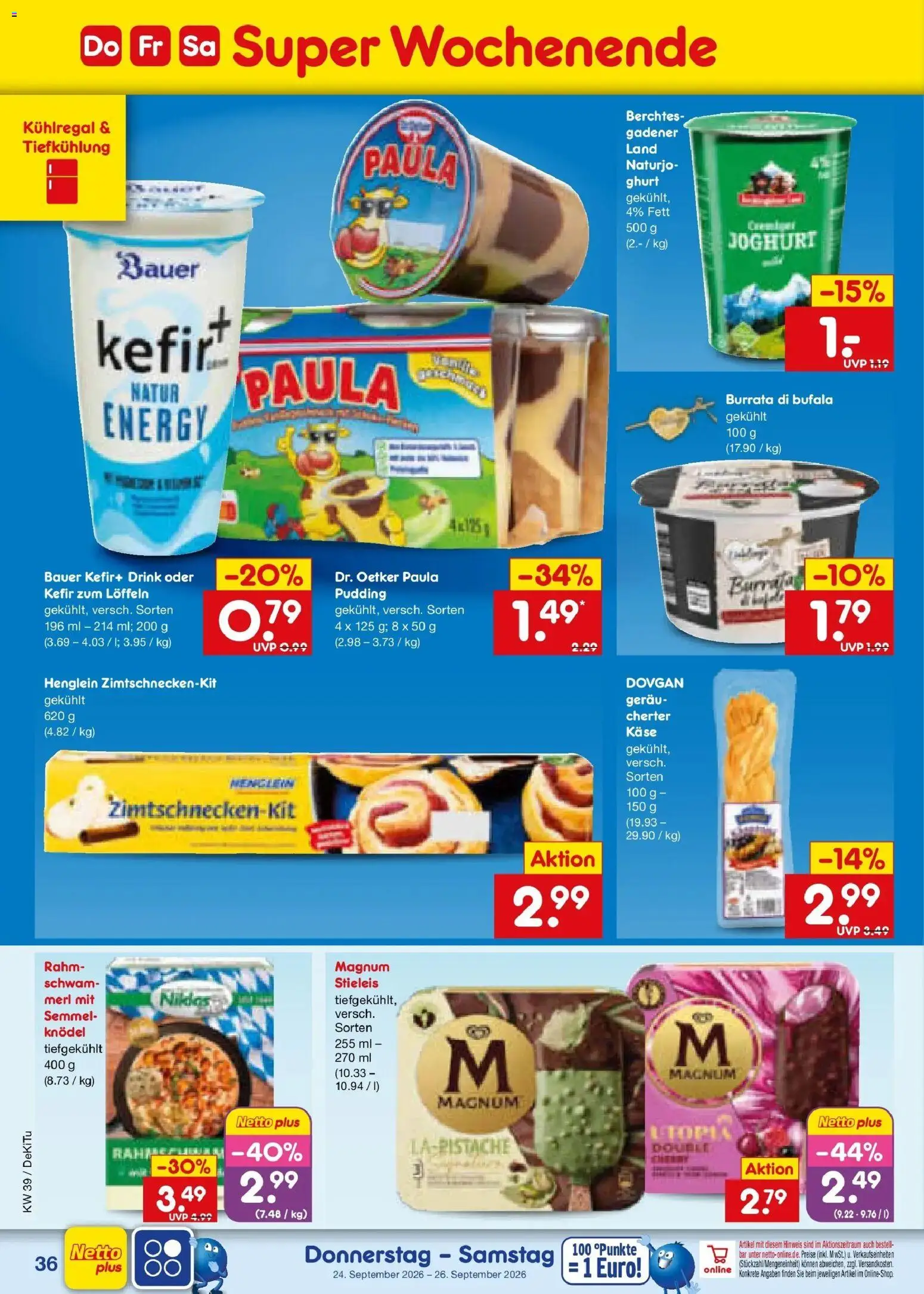 Netto Marken-Discount Prospekt Stuttgart – gültig ab 21.09.2026 | Seite: 52 | Produkte: Kefir, Käse, Joghurt, Burrata
