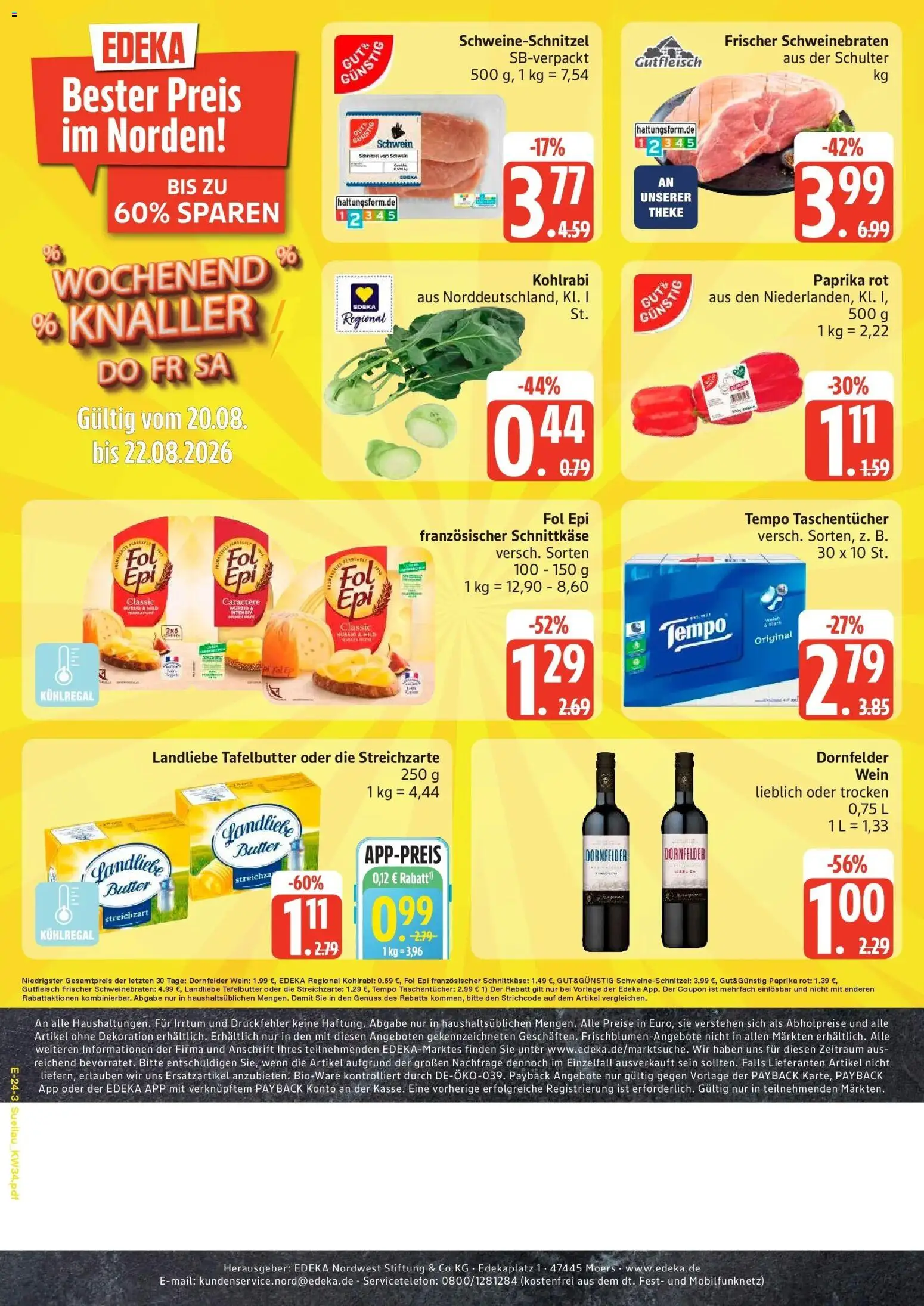 Edeka Prospekt Ratzeburg (ab 17.08.2026) » Angebote Online | Seite: 30 | Produkte: Theke, Taschentücher, Paprika, Schulter