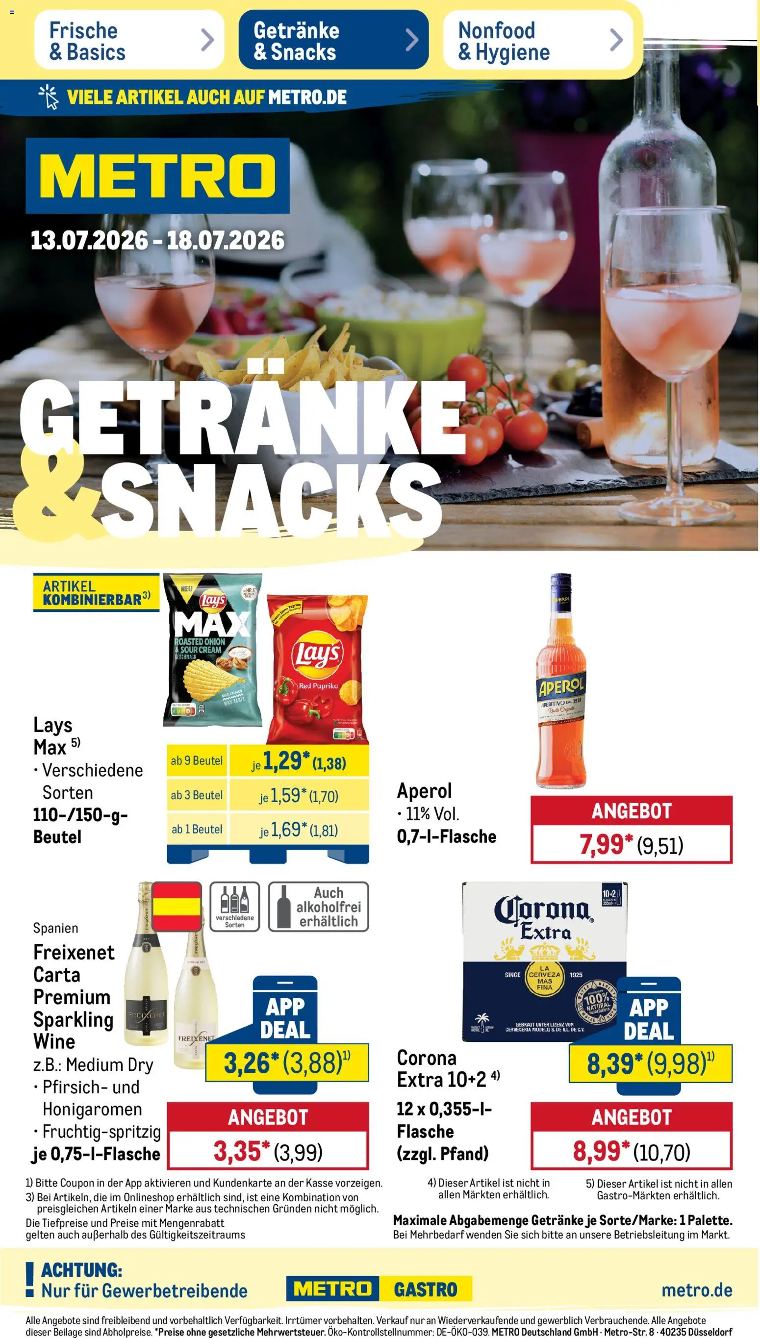 Metro NonFood-Angebote – gültig ab 13.07.2026 | Seite: 17 | Produkte: Freixenet, Paprika, Pfirsich, Aperol