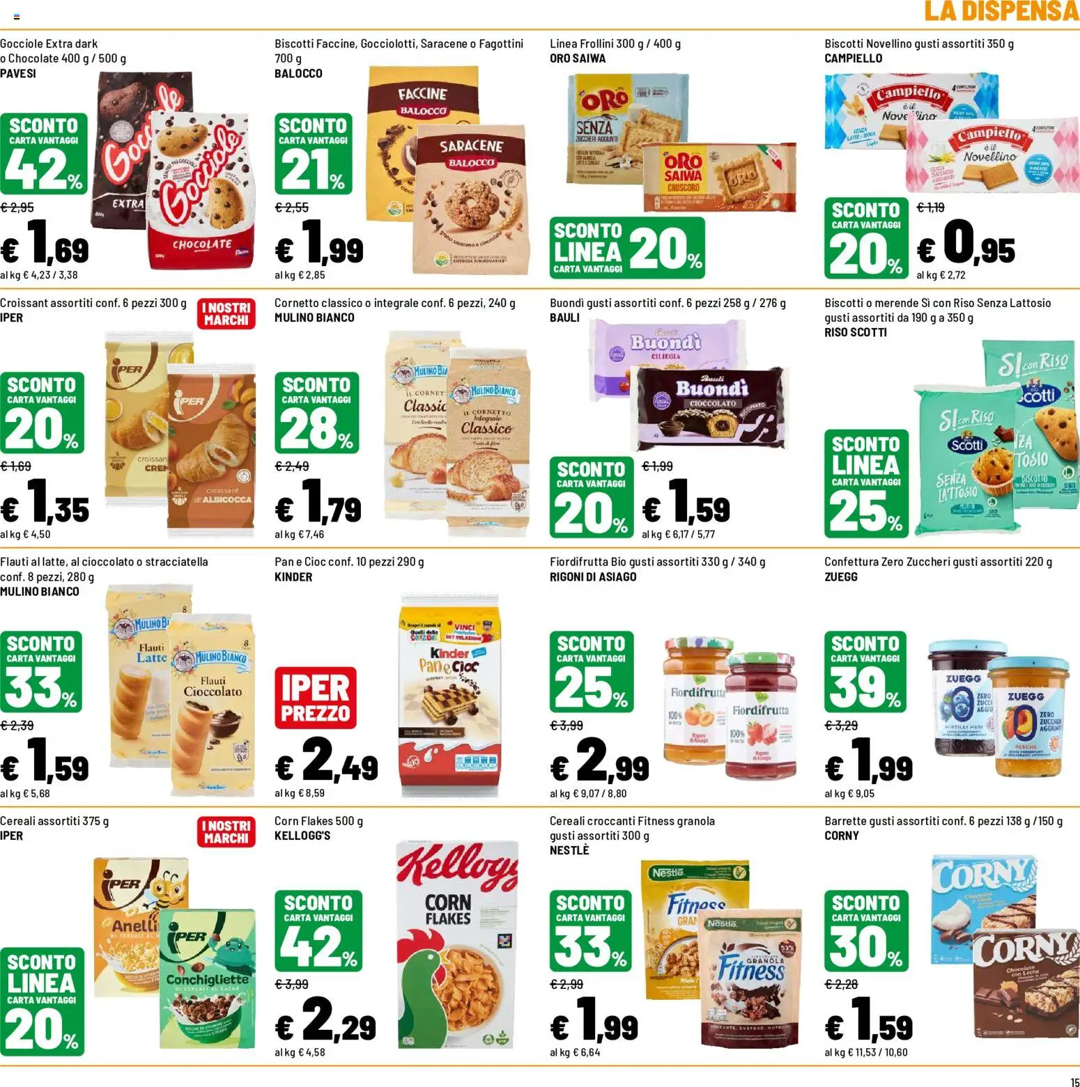 Volantino Iper del 30/07/2026 | Pagina: 15 | Prodotti: Cornetto, Cereali, Biscotti, Stracciatella