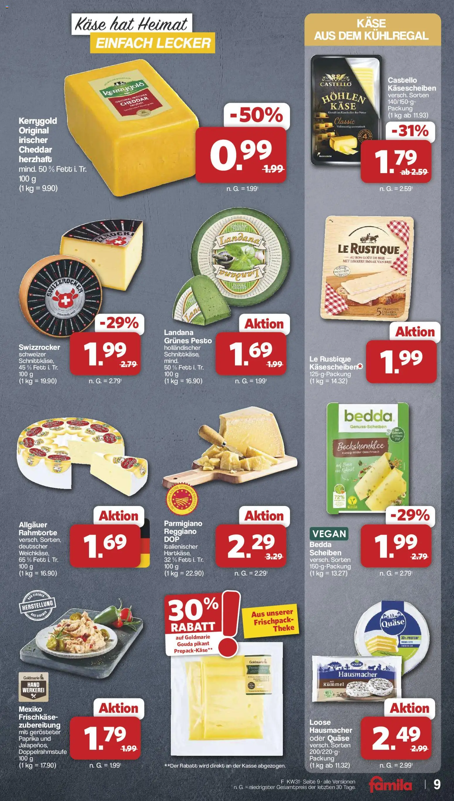 Famila Nordwest Prospekt – gültig ab 27.07.2026 | Seite: 9 | Produkte: Käse, Theke, Gouda, Frischkase