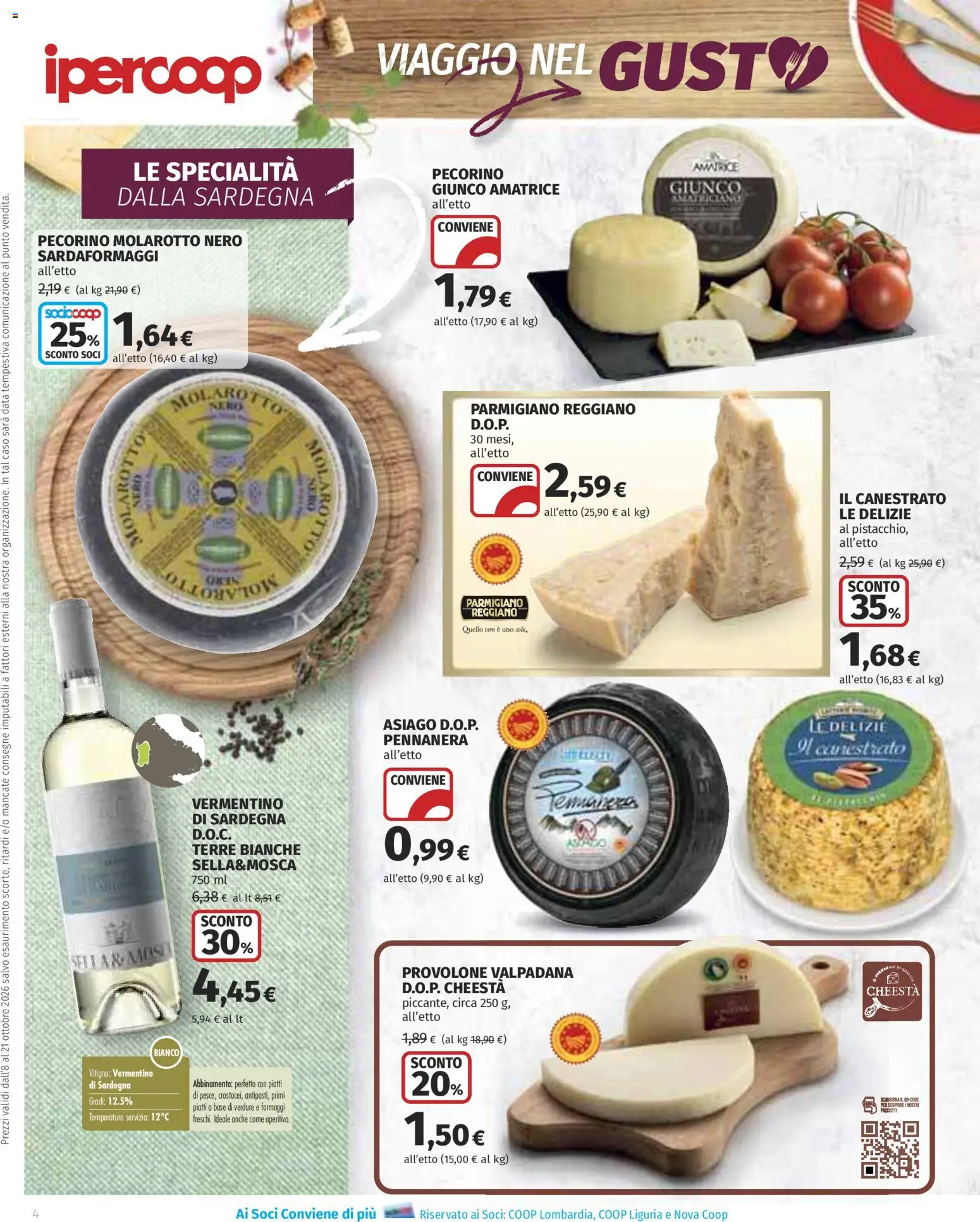 Volantino Ipercoop del 08/10/2026 | Pagina: 4 | Prodotti: Provolone, Verdure, Parmigiano, Pecorino