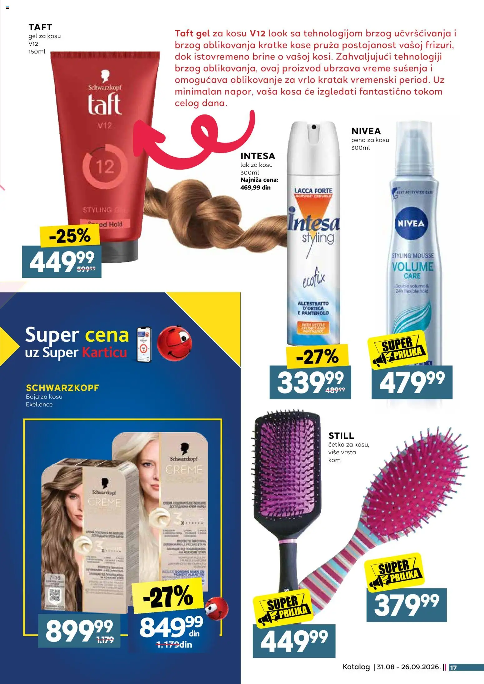 Idea katalog - važi od 31.08.2026 | Strana: 17 | Proizvode: Pena, Nivea, Četka, Lak za kosu