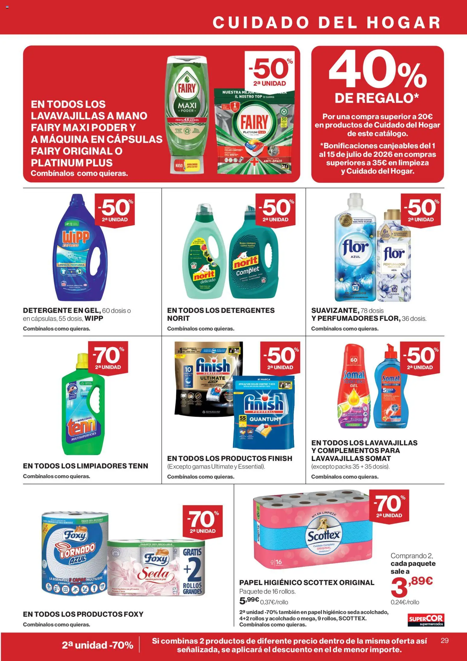 Supercor folleto │ válido desde el 18.06.2026 | Página: 29 | Productos: Detergente, Papel higienico, Ropa, Lavavajillas
