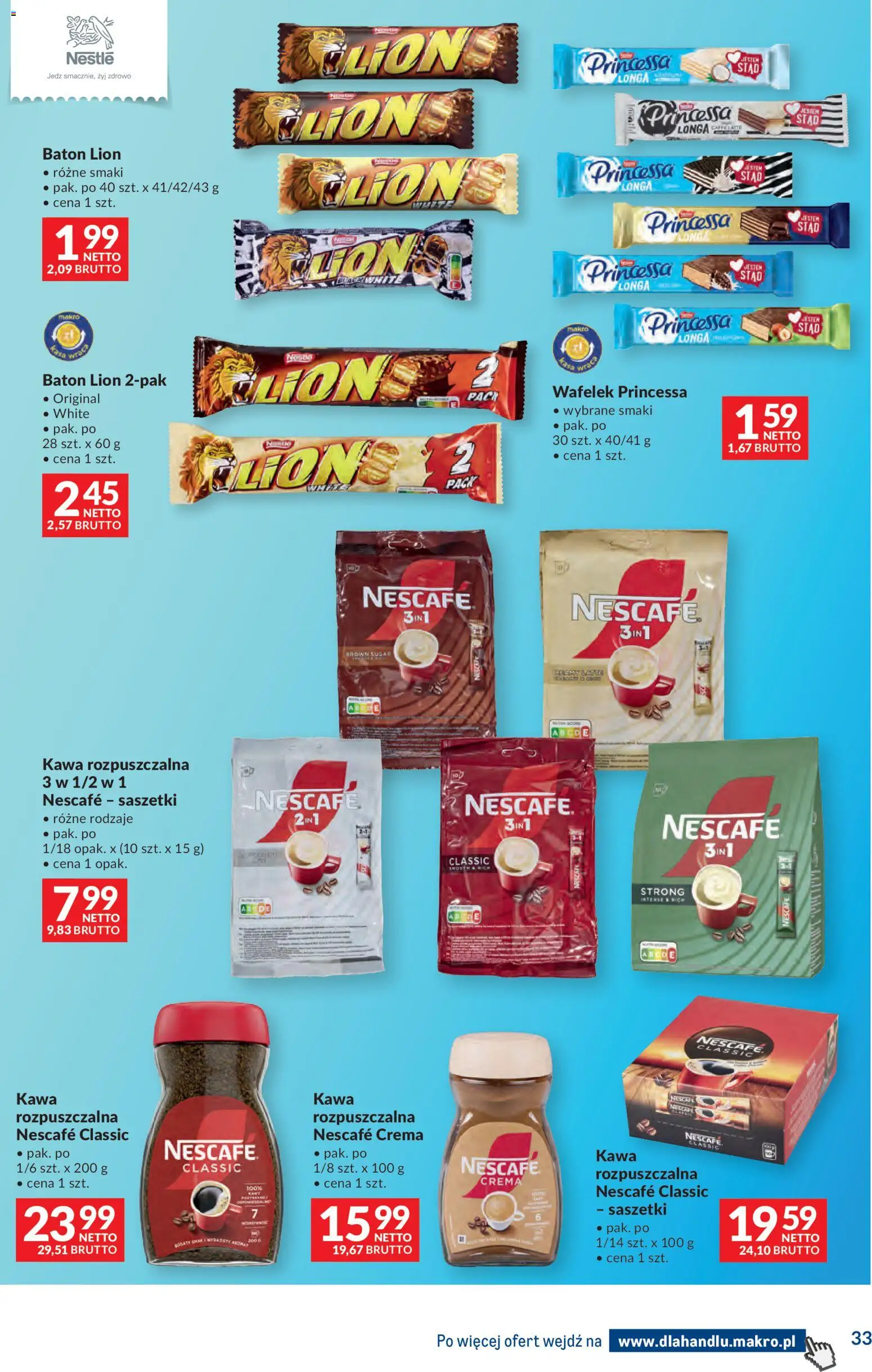 Makro gazetka - Dystrybucja do sklepów od 12.05.2026 | Strona: 33 | Produkty: Nescafe, Kawa rozpuszczalna, Baton, Kawa