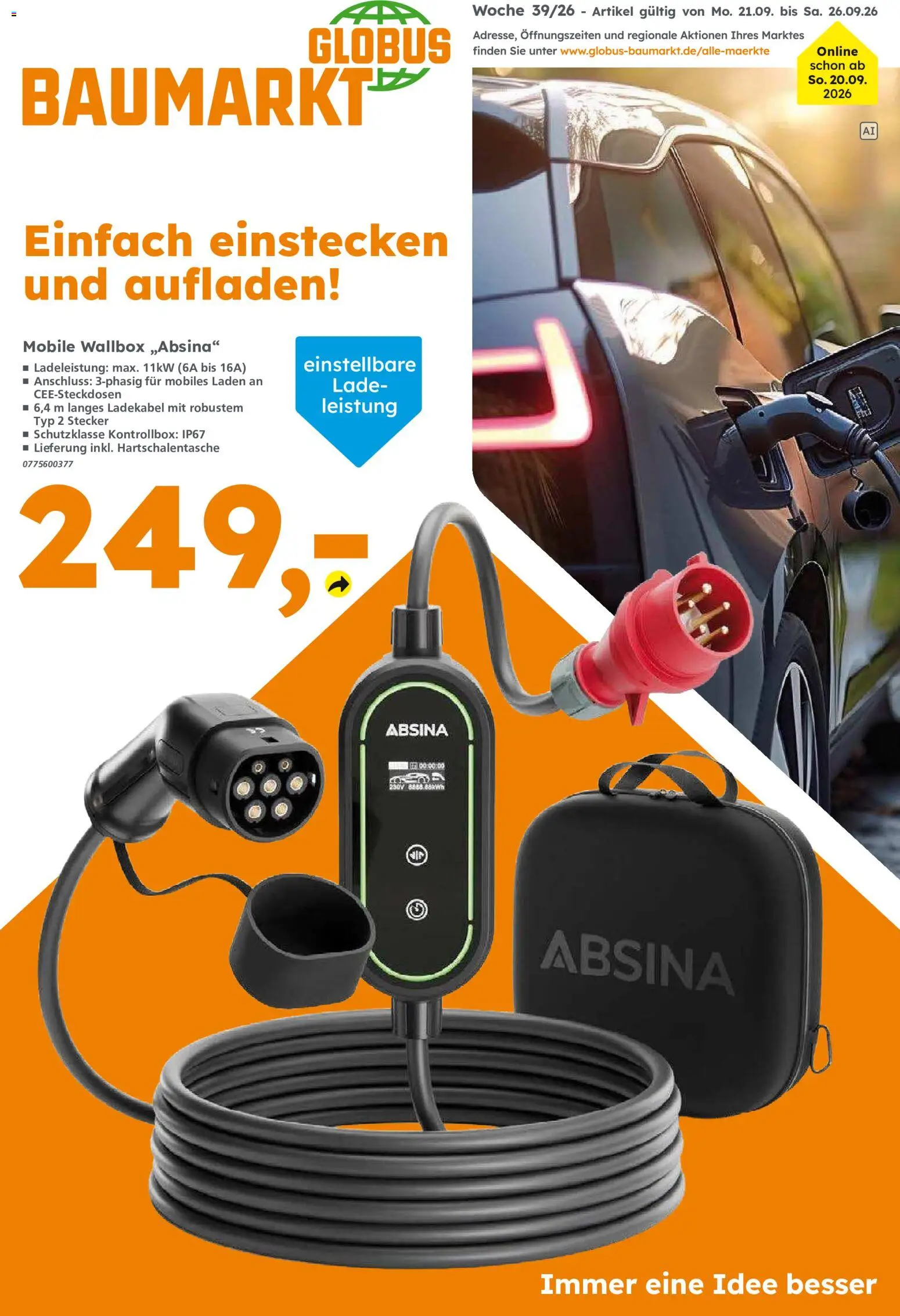 Globus Baumarkt Prospekt – gültig ab 20.09.2026 | Seite: 1